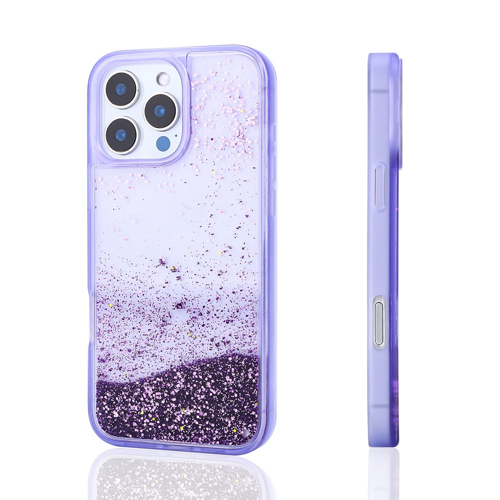 iPhone 14 Pro Max Kılıf Sıvılı Simli Şeffaf Arka Yüzey Keto Silikon
