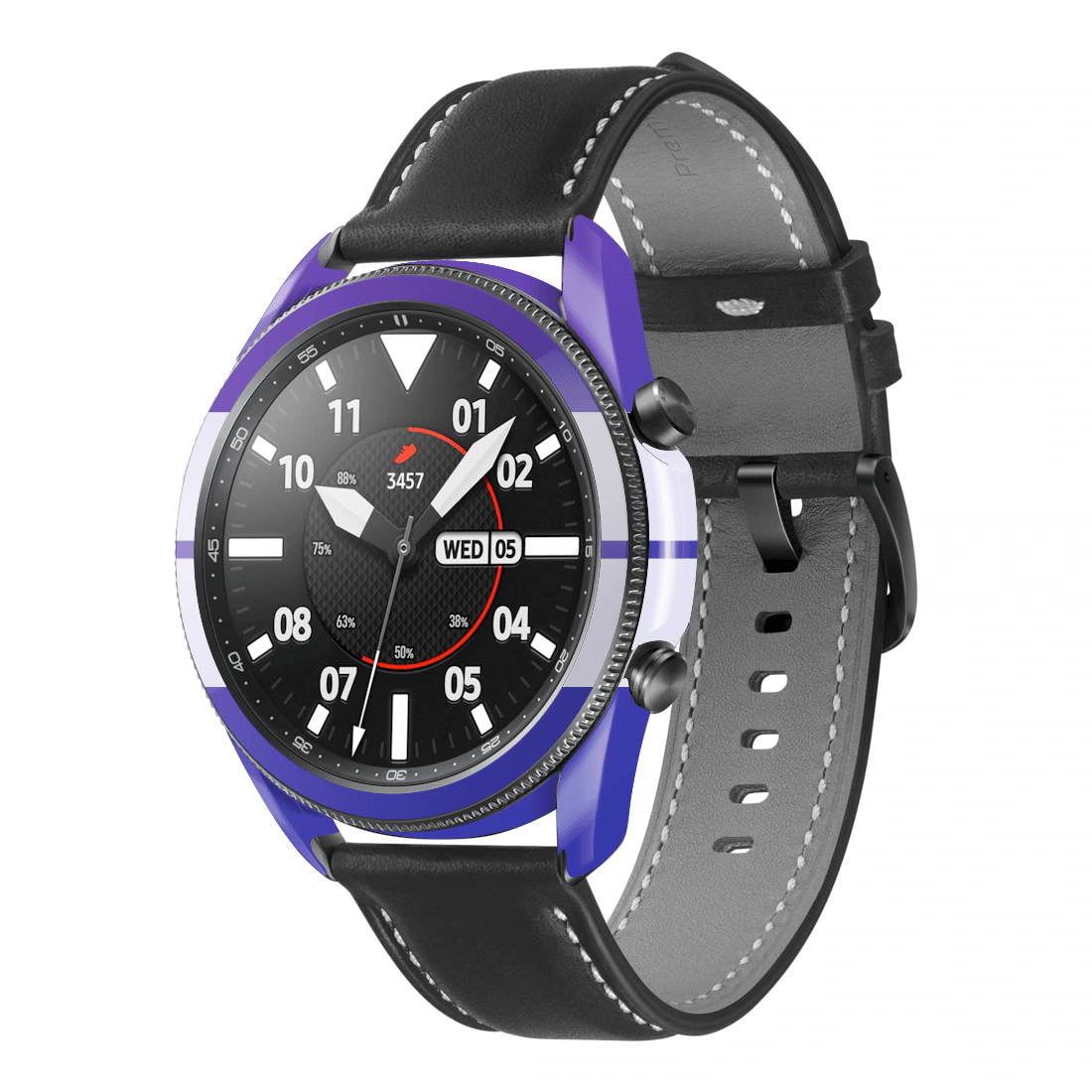 Samsung Watch 3 (45mm) Kaplama Elektrik Mavisi Çift Beyaz Şerit