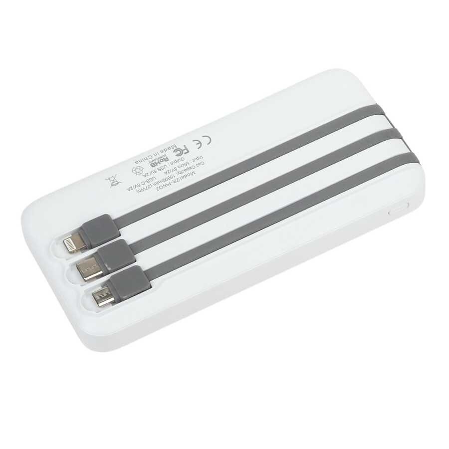 ZR-PW02 Type-C - Micro - Lightning Led Göstergeli Taşınabilir Powerbank 10000 mAh