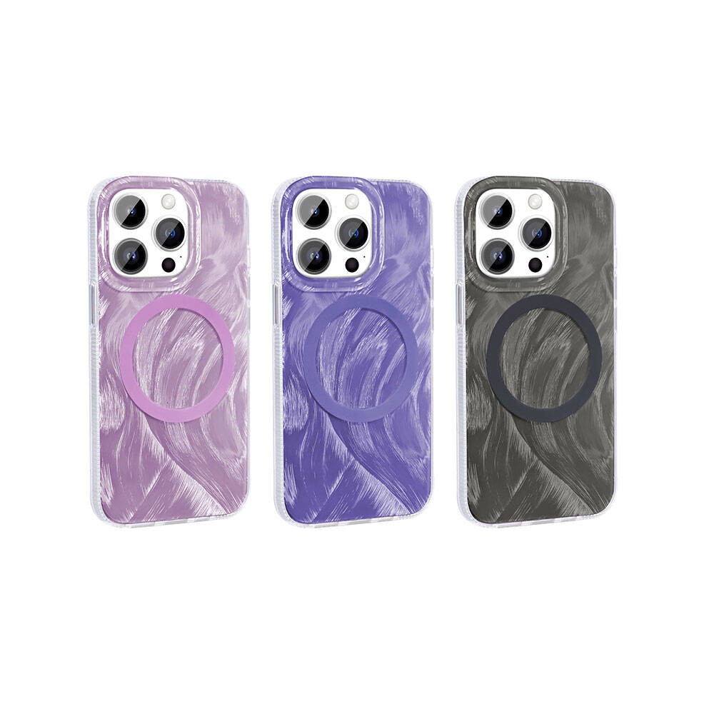 iPhone 15 Pro Max Kılıf M-safe Şarj Özellikli Fırça Boya Desenli Palet