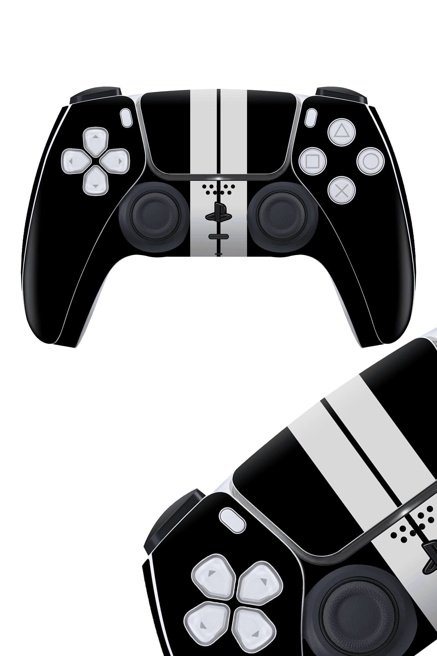 Ps5 DualSense Kaplama Siyah Çift Beyaz Şerit
