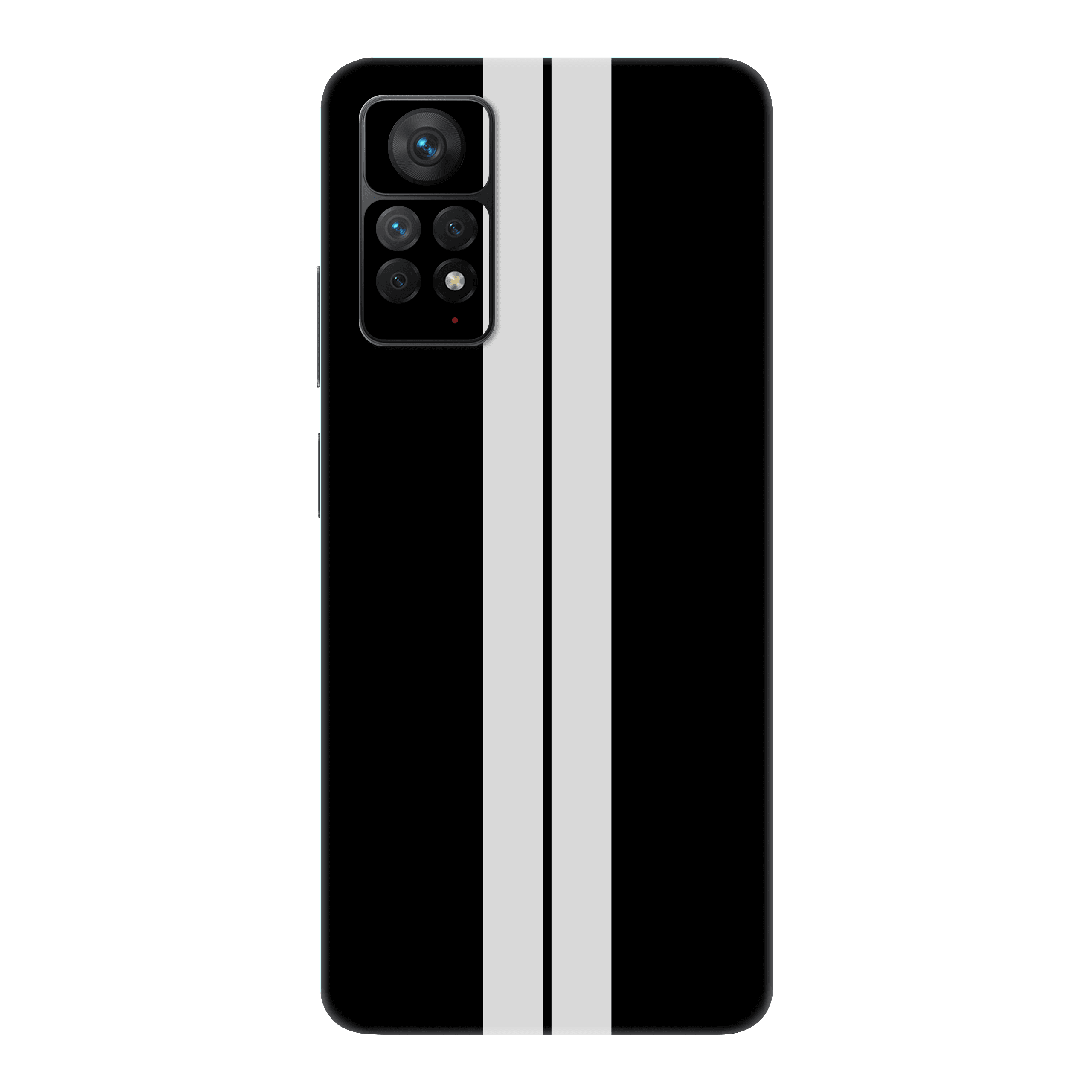 Xiaomi Redmi Note 11 Pro Kaplama Siyah Çift Beyaz Şerit