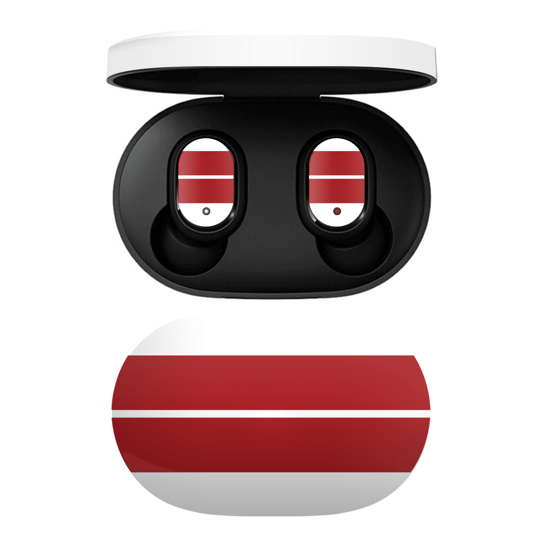 Redmi (Mi) AirDots Kaplama Beyaz Çift Kırmızı Şerit