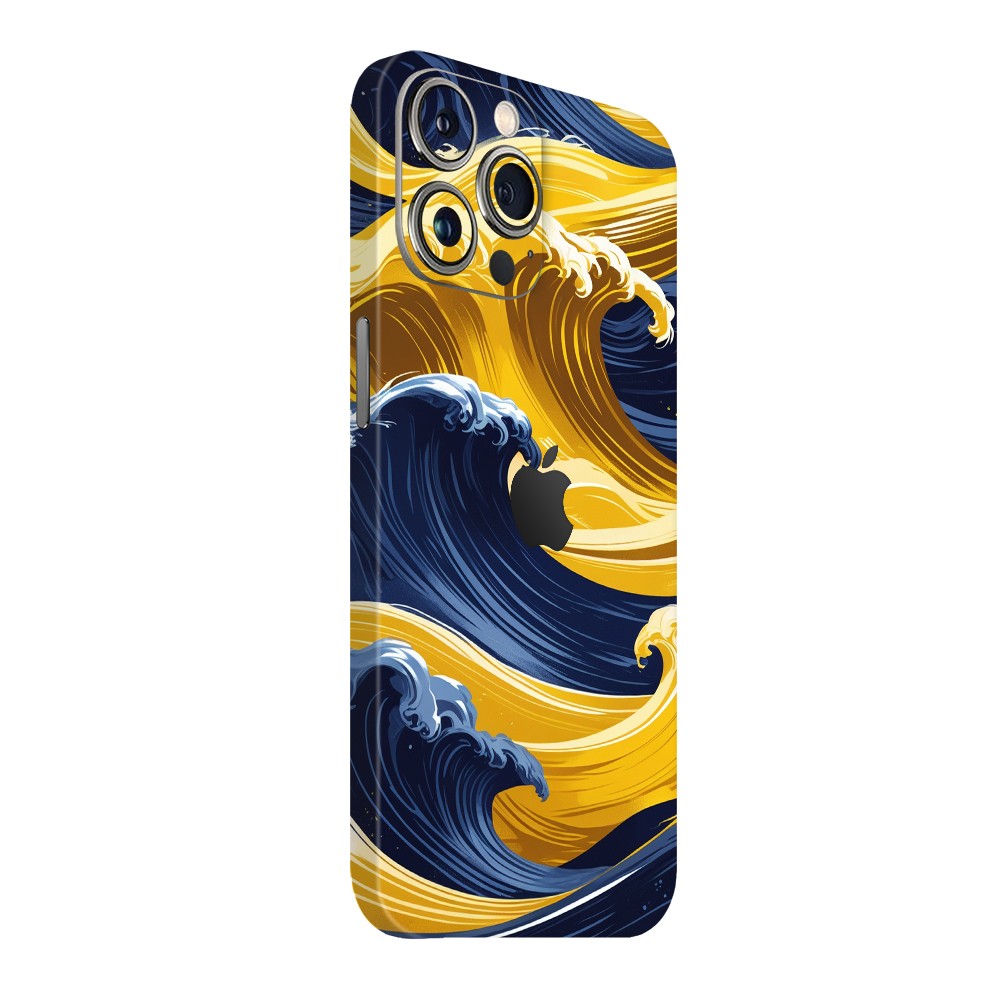 iPhone 15 Pro Max Kaplama Sarı Lacivert Dalga