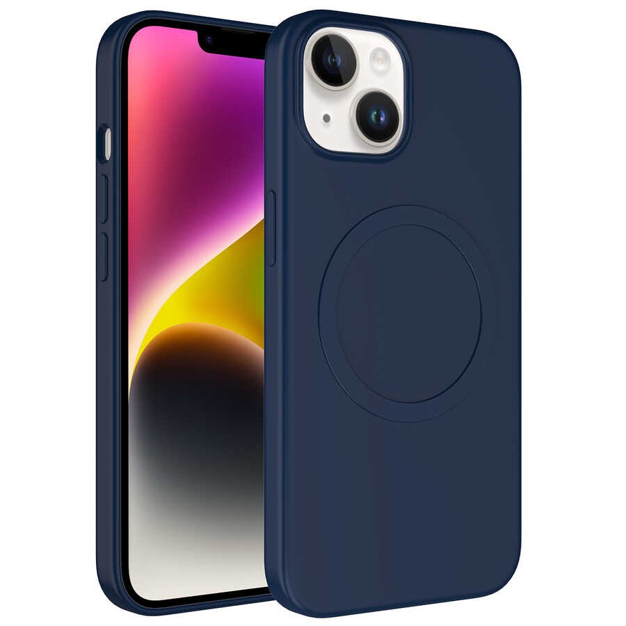 iPhone 13 Kılıf M-safe Wireless Şarj Özellikli Pastel Renk Silikon Plas