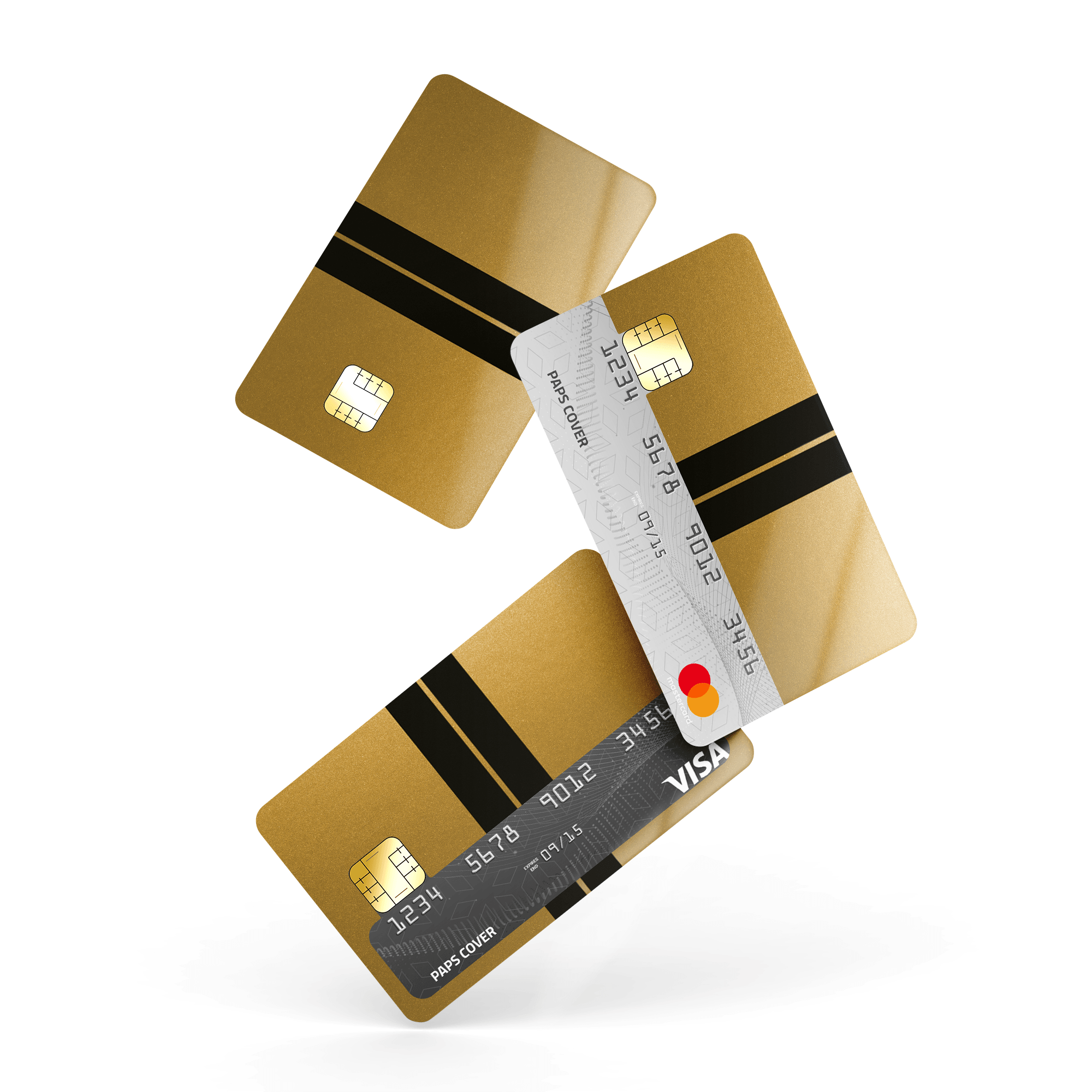 Kredi Kartı Kaplama / Sticker - Metalik Altın Çift Siyah Şerit