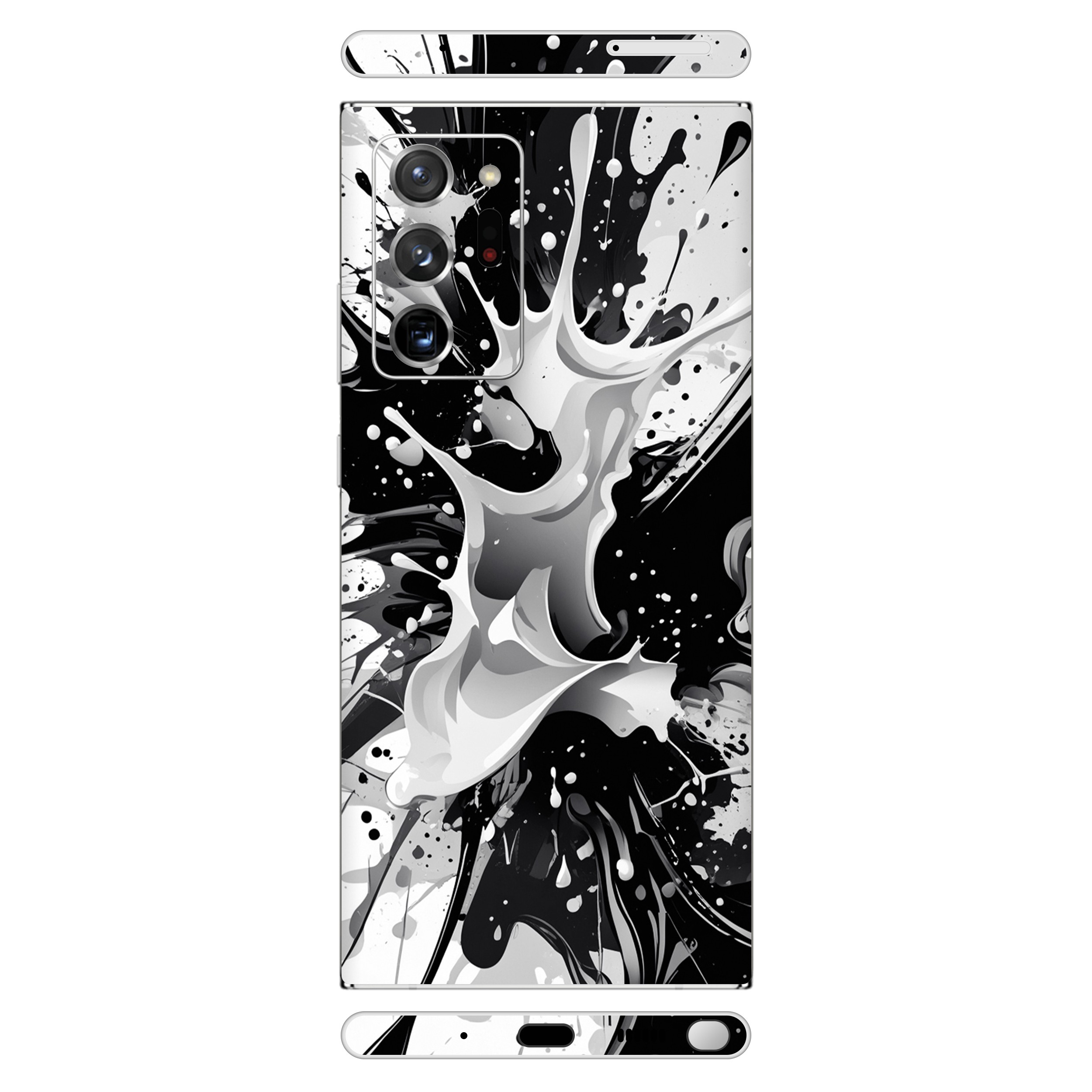 Samsung Note 20 Ultra Kaplama Siyah Beyaz Boya