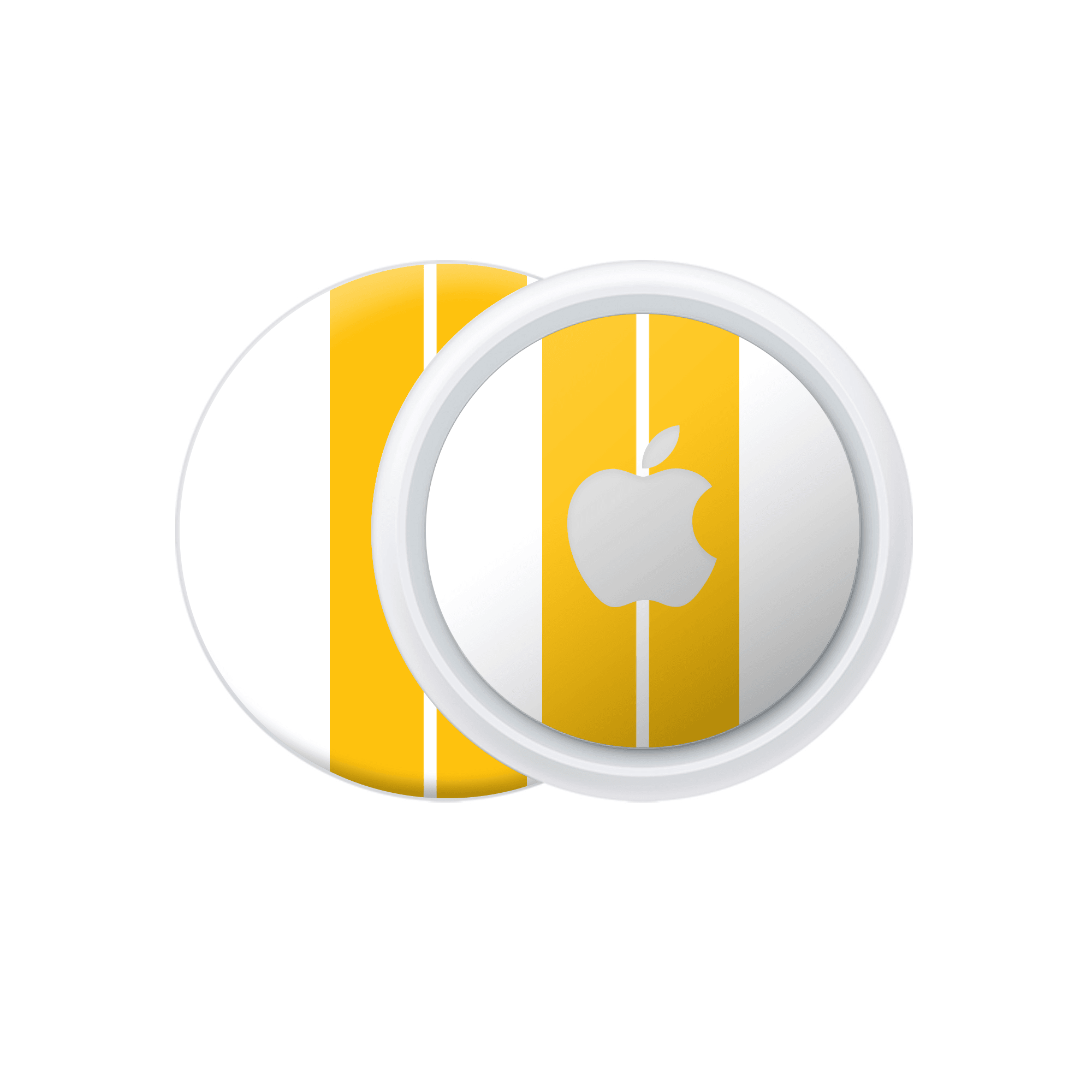 Apple Airtag Kaplama Beyaz Çift Sarı Şerit