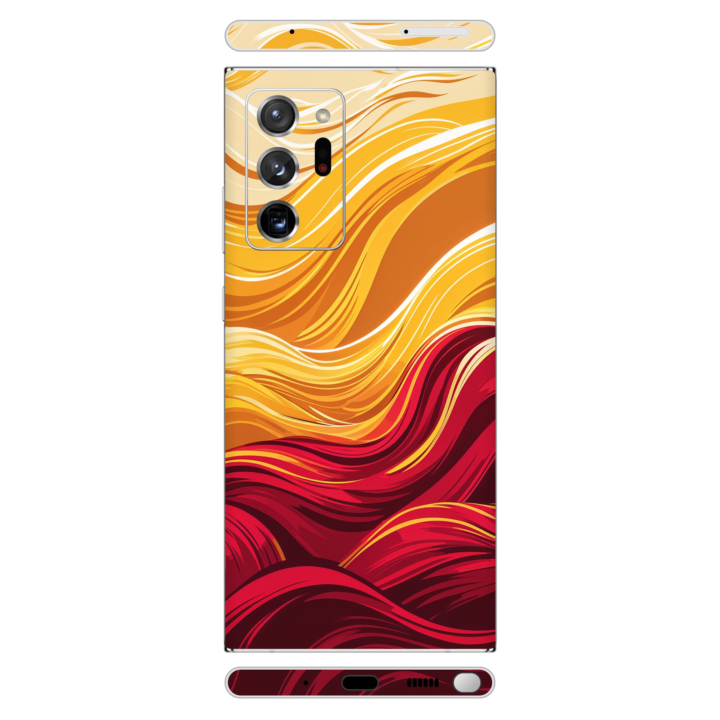 Samsung Note 20 Ultra Kaplama Sarı Kırmızı Dalga