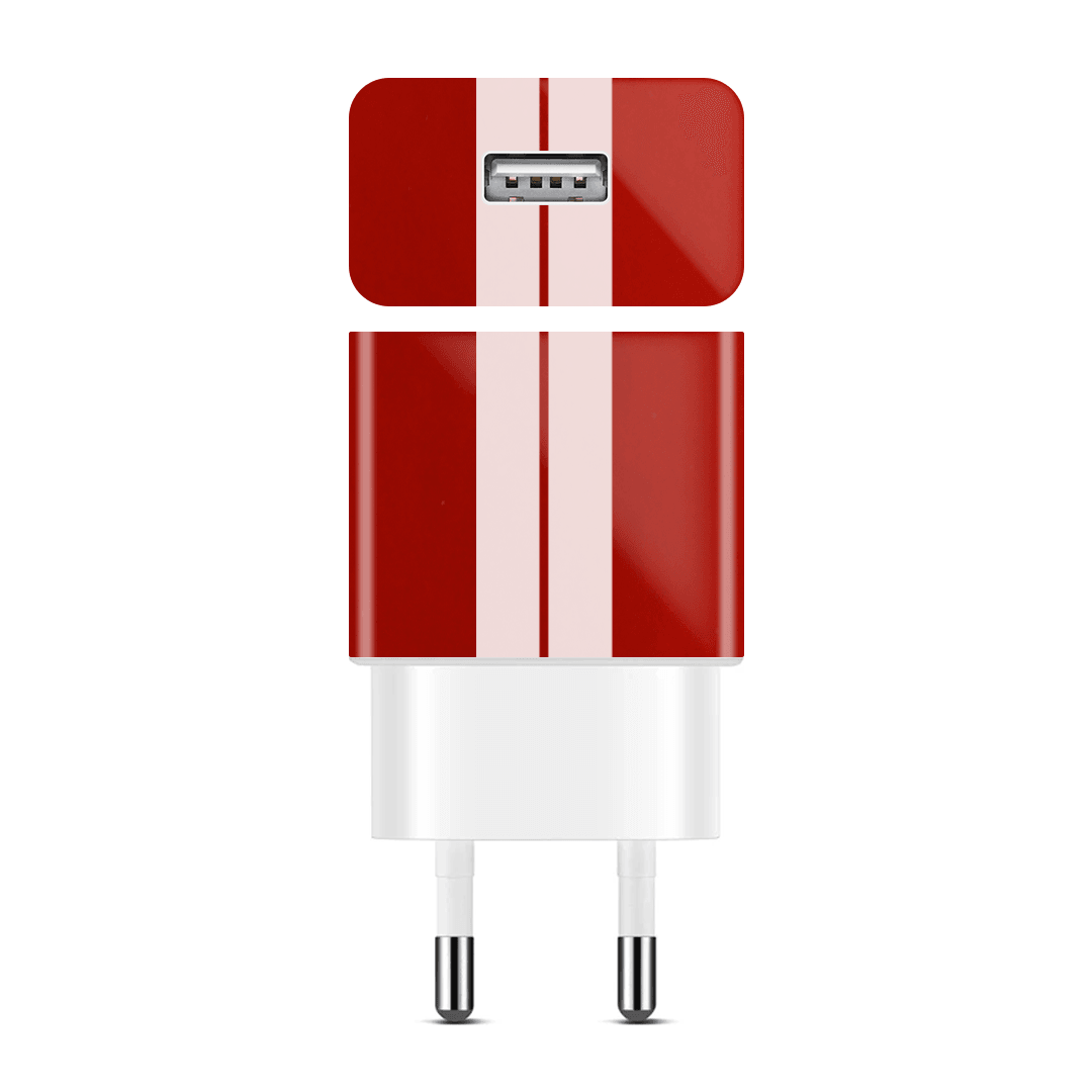 Huawei 18w Şarj Aleti Kaplama Ateş Kırmızısı Çift Beyaz Şerit