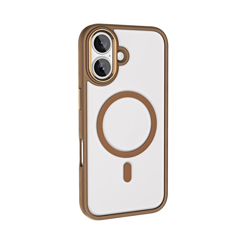 iPhone 16 Plus Kılıf Wireless Şarj Özellikli Krom M-safe Silikon