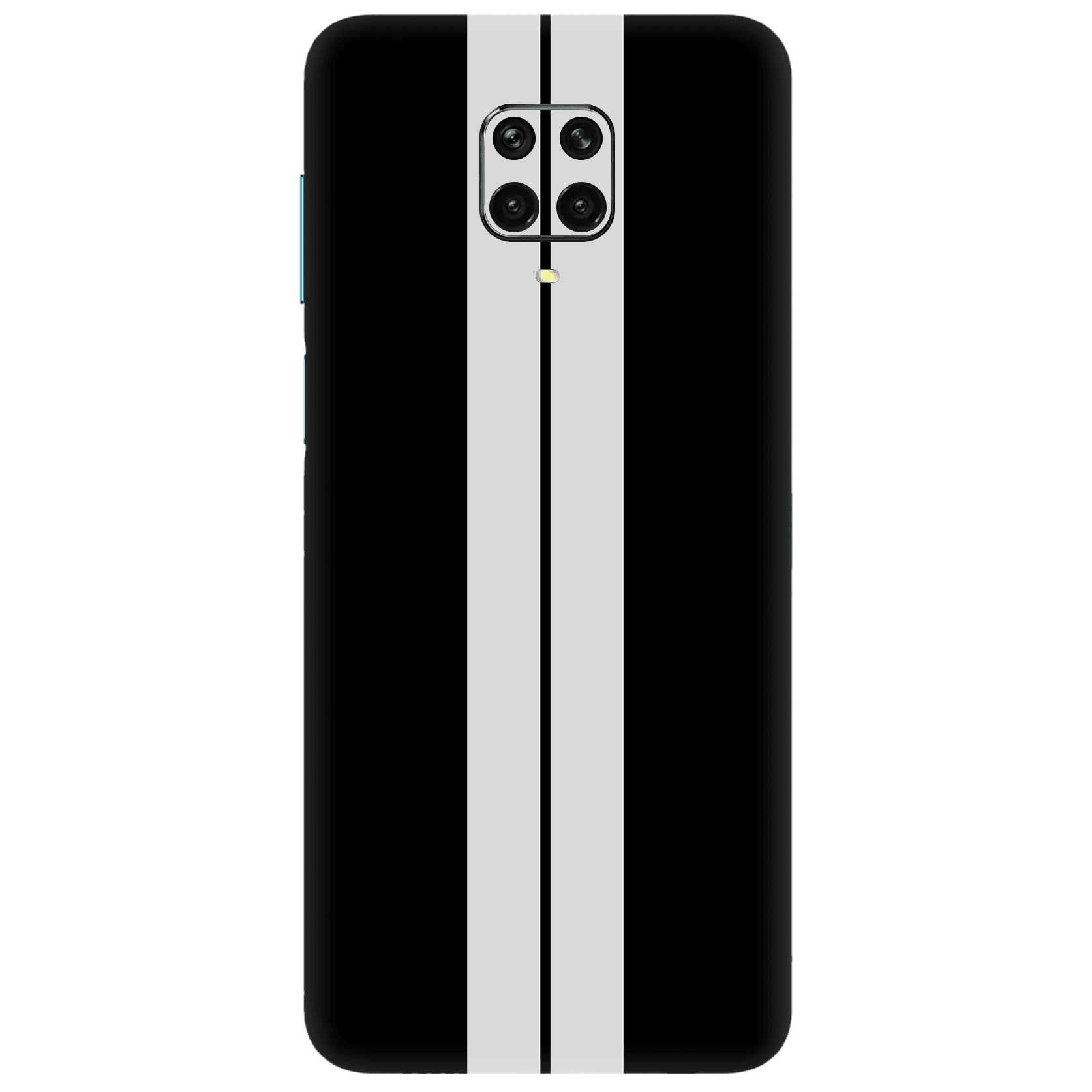Xiaomi Redmi Note 9s Kaplama Siyah Çift Beyaz Şerit