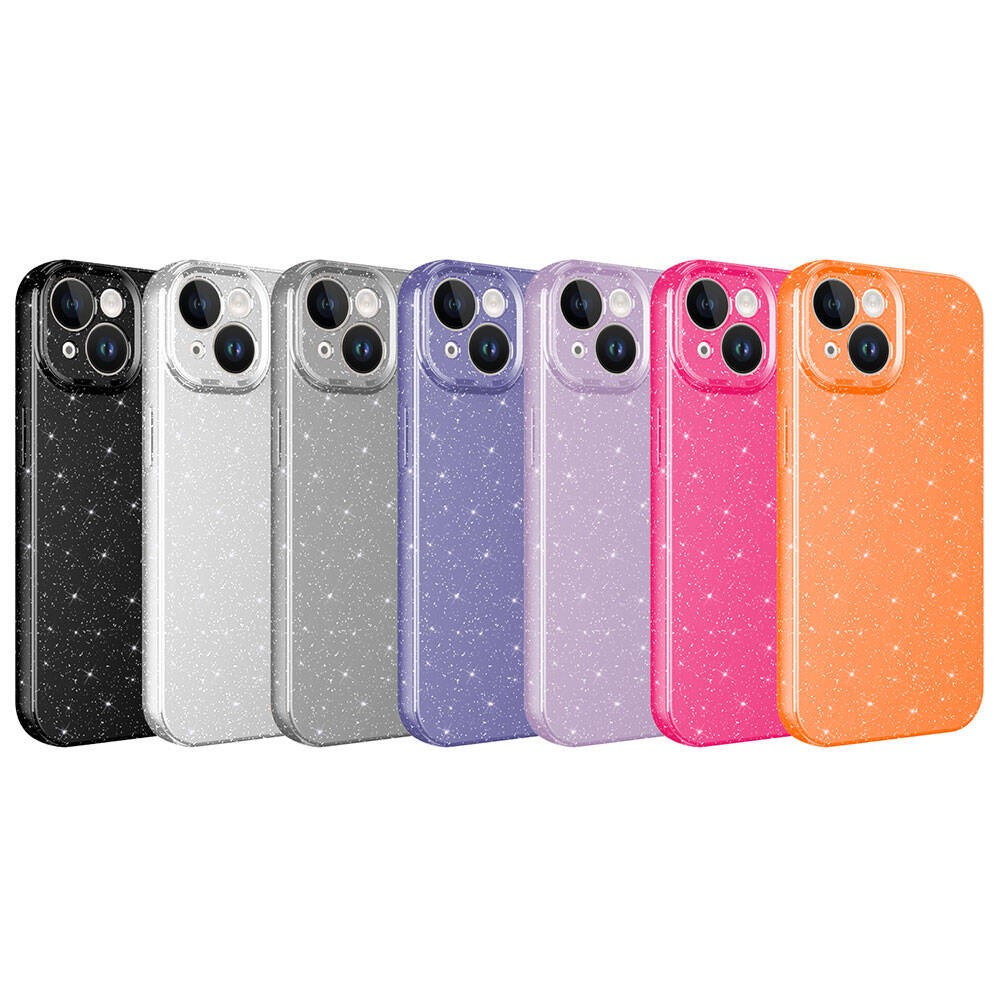 iPhone 15 Plus Kılıf Kamera Korumalı Simli Lüks Koton