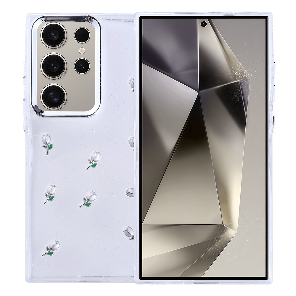 Galaxy S24 Ultra Kılıf Airbag Tasarımlı Simli Şeffaf Kutup