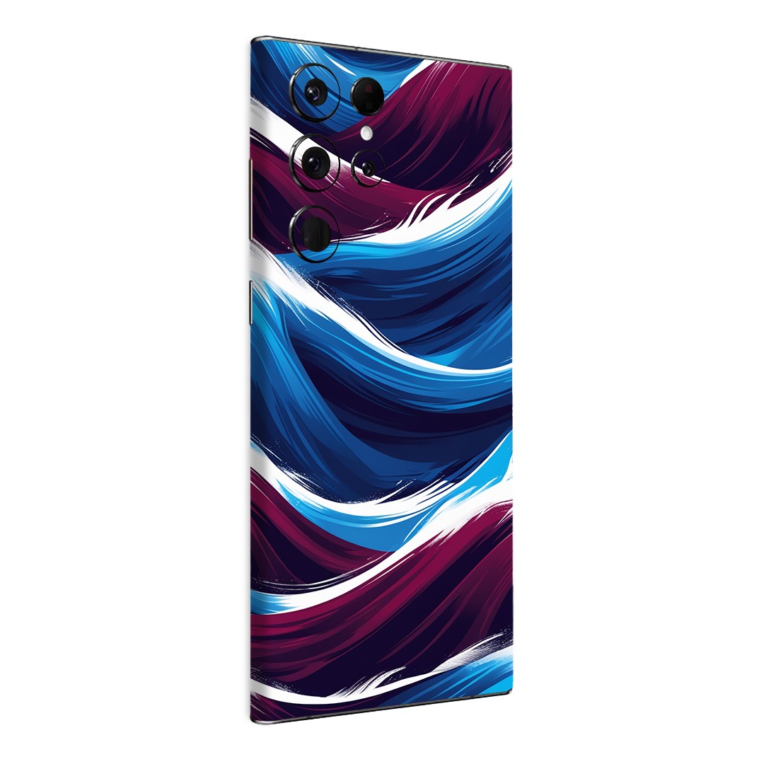 Samsung S22 Ultra Kaplama Bordo Mavi Dalga