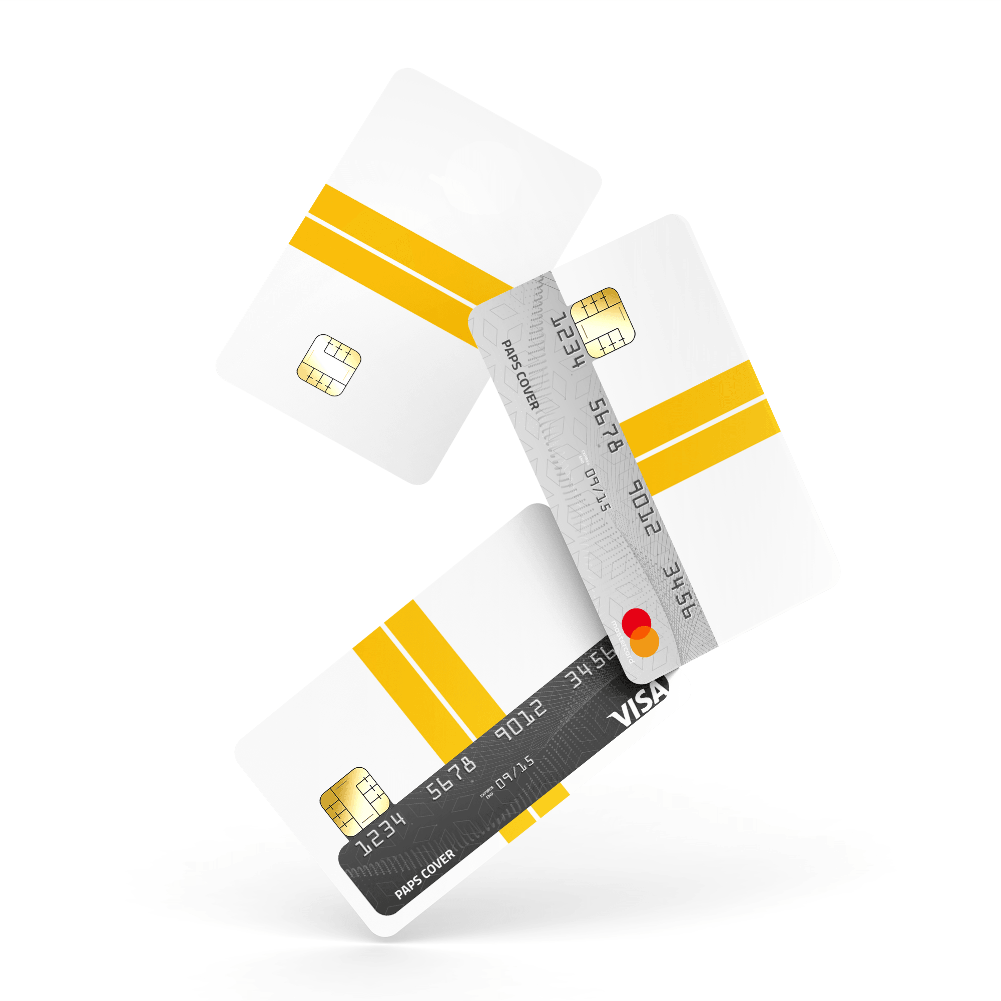 Kredi Kartı Kaplama / Sticker - Beyaz Çift Sarı Şerit