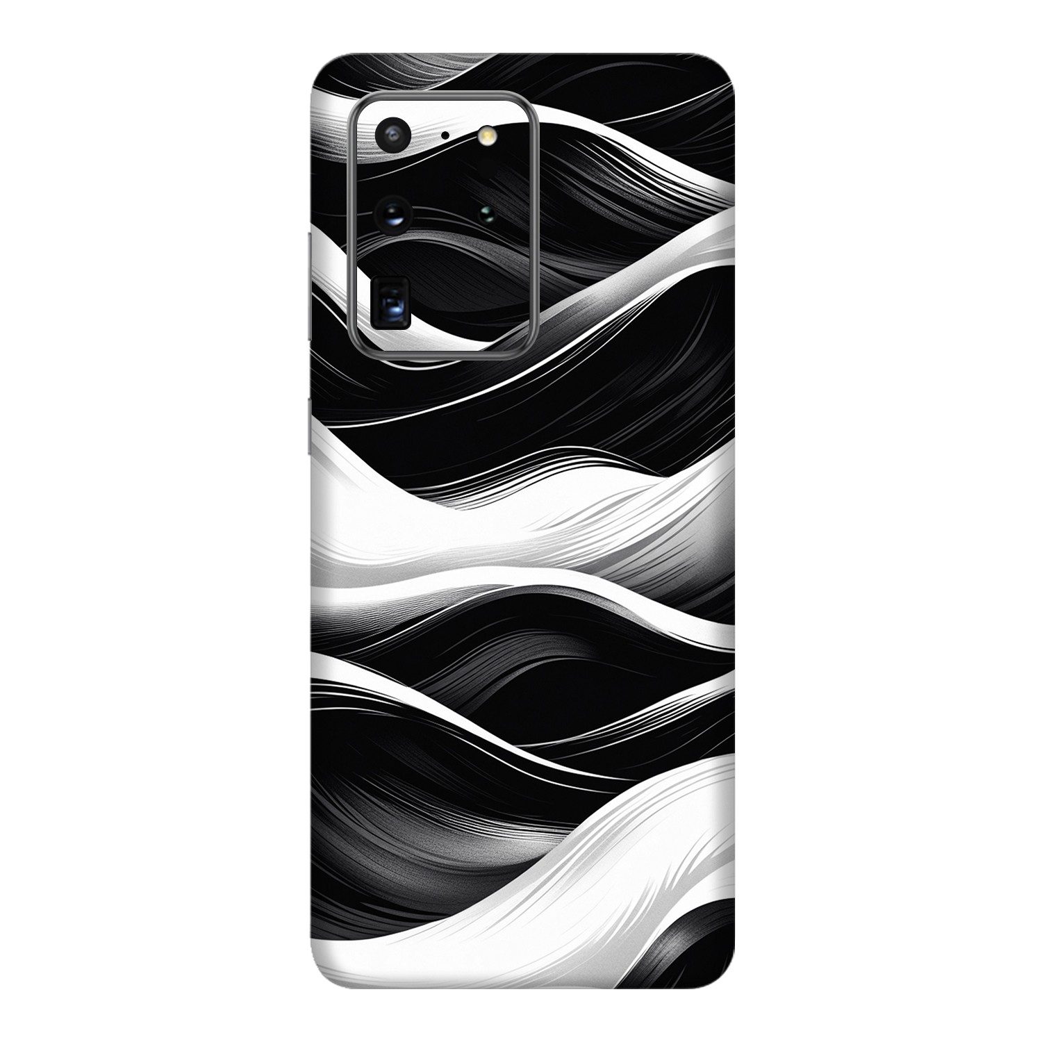 Samsung S20 Ultra Kaplama Siyah Beyaz Dalga