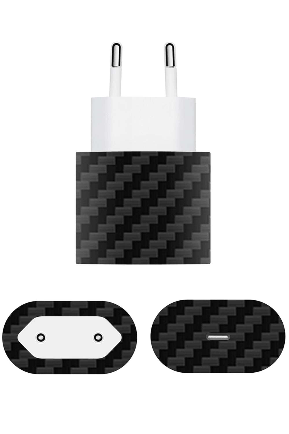 Apple 20w Şarj Aleti Skin Black Carbon Fiber