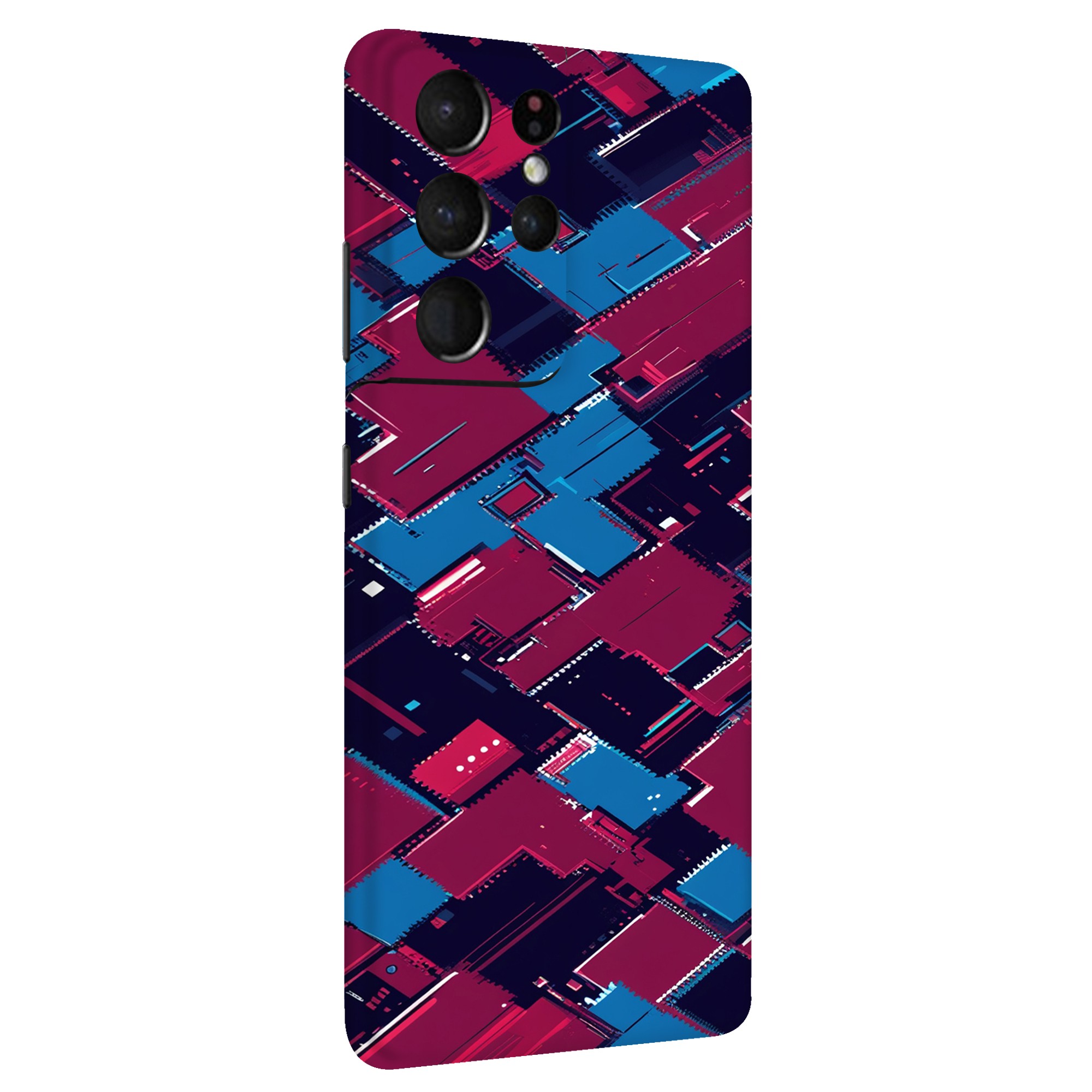 Samsung S21 Ultra Kaplama Bordo Mavi Pixel