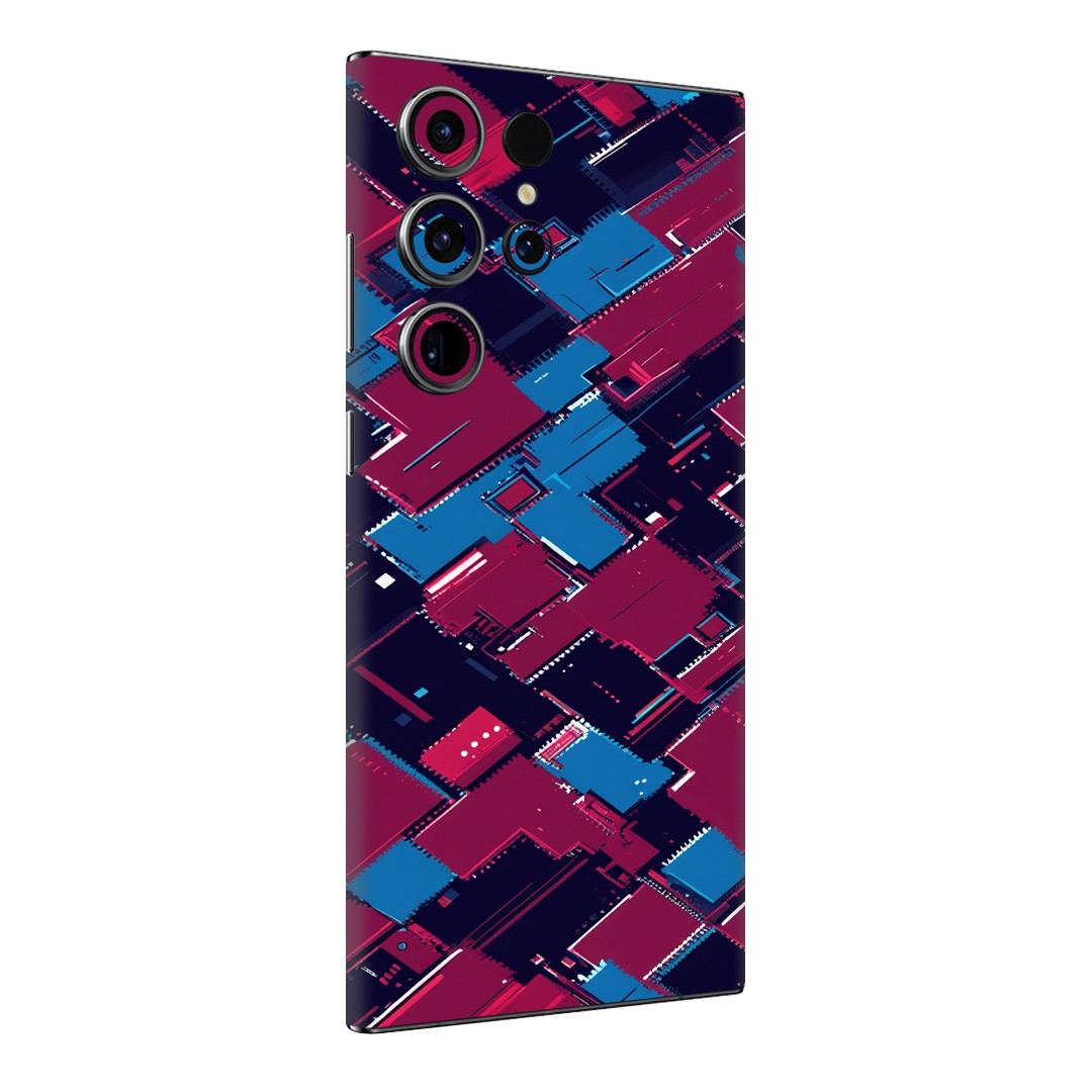 Samsung S24 Ultra Kaplama Bordo Mavi Pixel