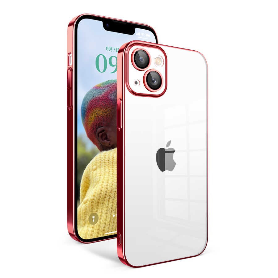 iPhone 14 Kılıf Kamera Korumalı Renkli Çerçeveli Garaj