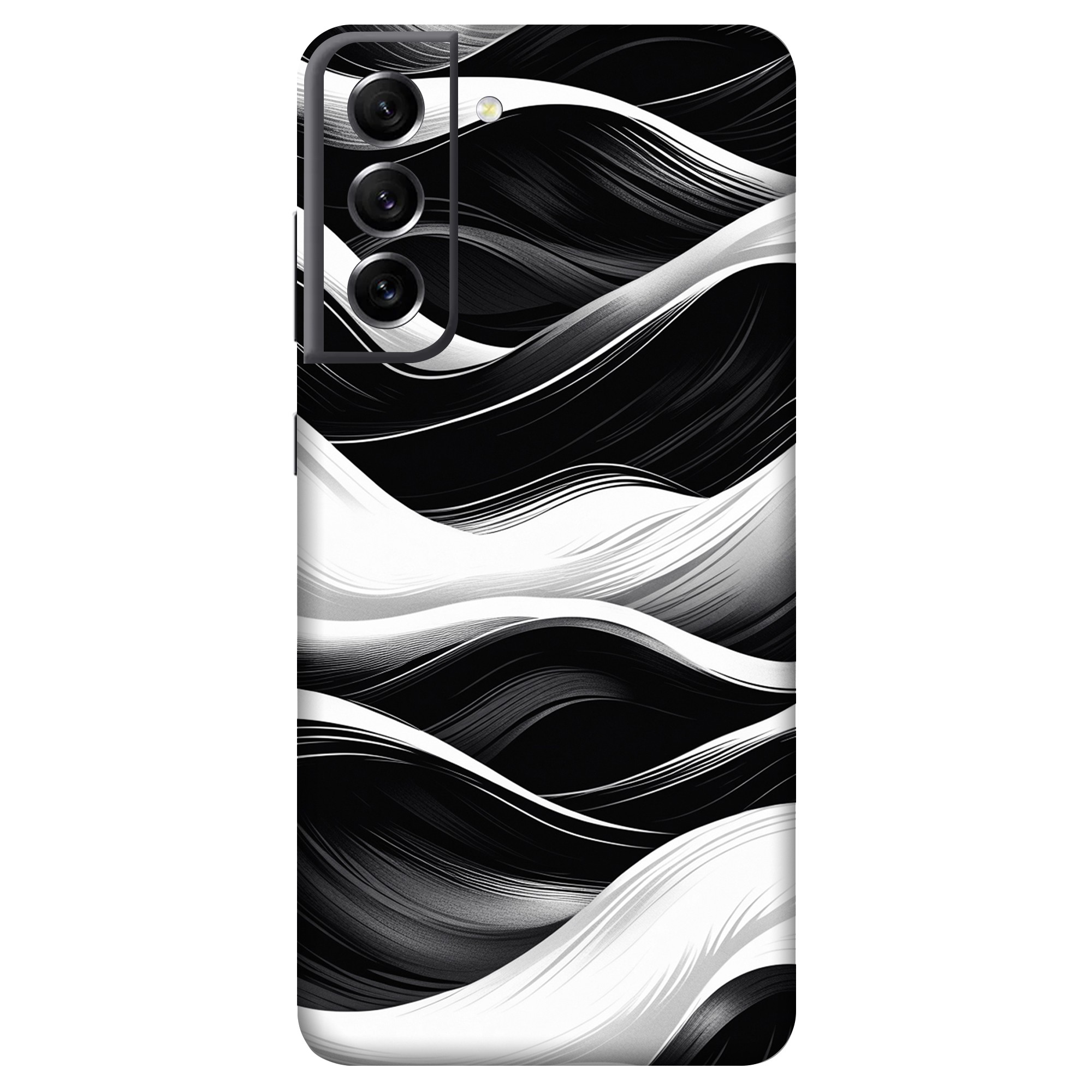 Samsung S21 FE Kaplama Siyah Beyaz Dalga