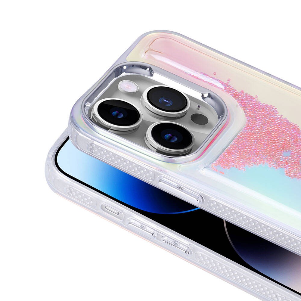 iPhone 14 Pro Max Kılıf Airbagli Renkli Arka Yüzey Boncuk Tasarımlı Kumul