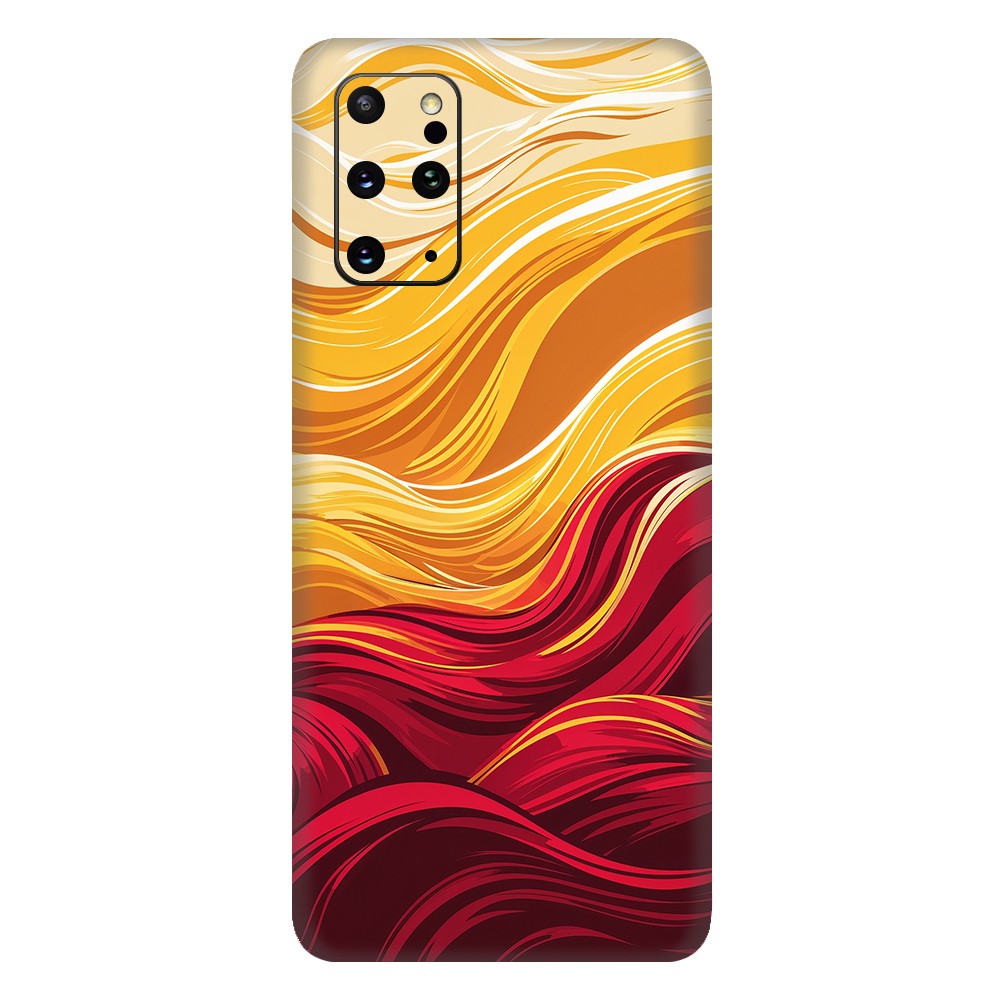 Samsung S20 Plus Kaplama Sarı Kırmızı Dalga