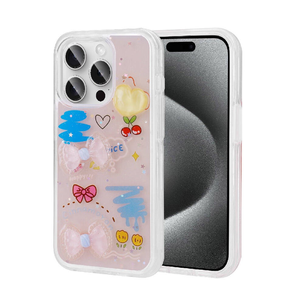 iPhone 15 Pro Max Kılıf Kabartma Figürlü Parlak Minimini Silikon