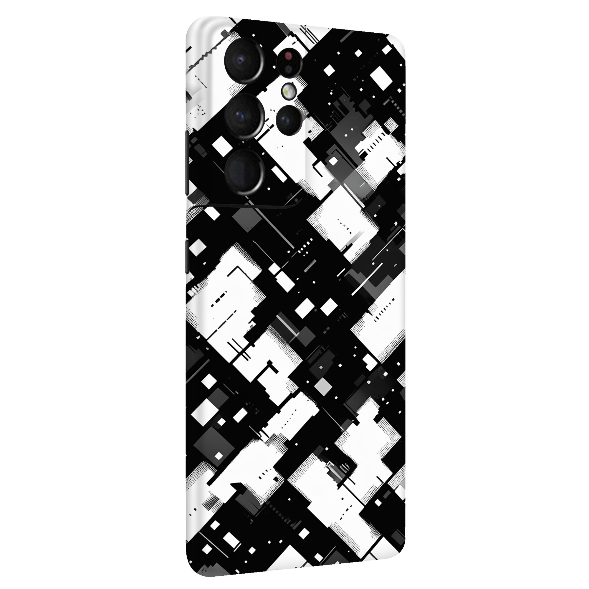 Samsung S21 Ultra Kaplama Siyah Beyaz Pixel