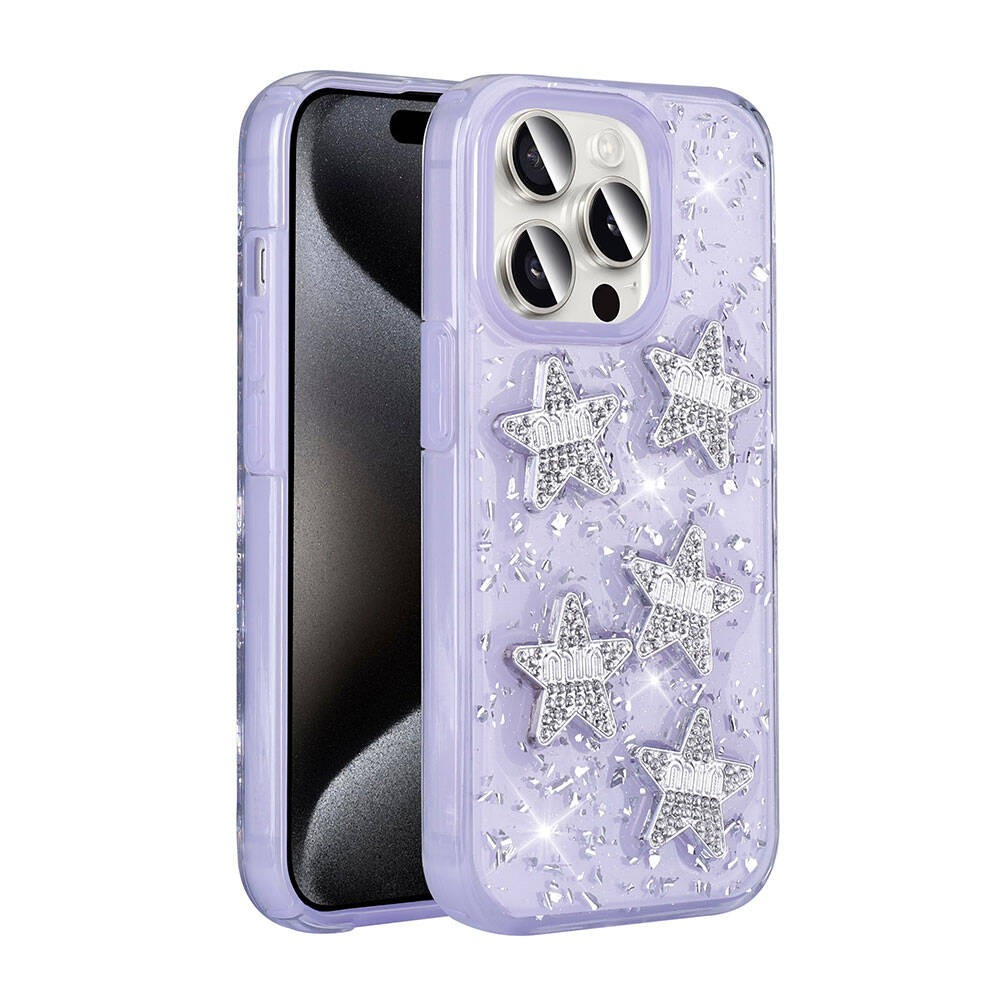 iPhone 15 Pro Kılıf Airbagli Simli Arka Yüzey Işıltı Silikon