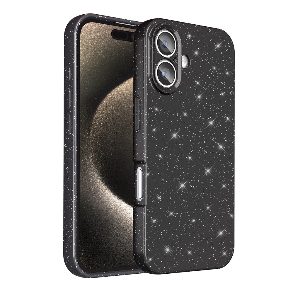 iPhone 16 Kılıf Kamera Korumalı Simli Lüks Koton