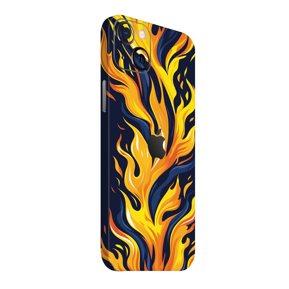 iPhone 15 Plus Kaplama Sarı Lacivert Ateş