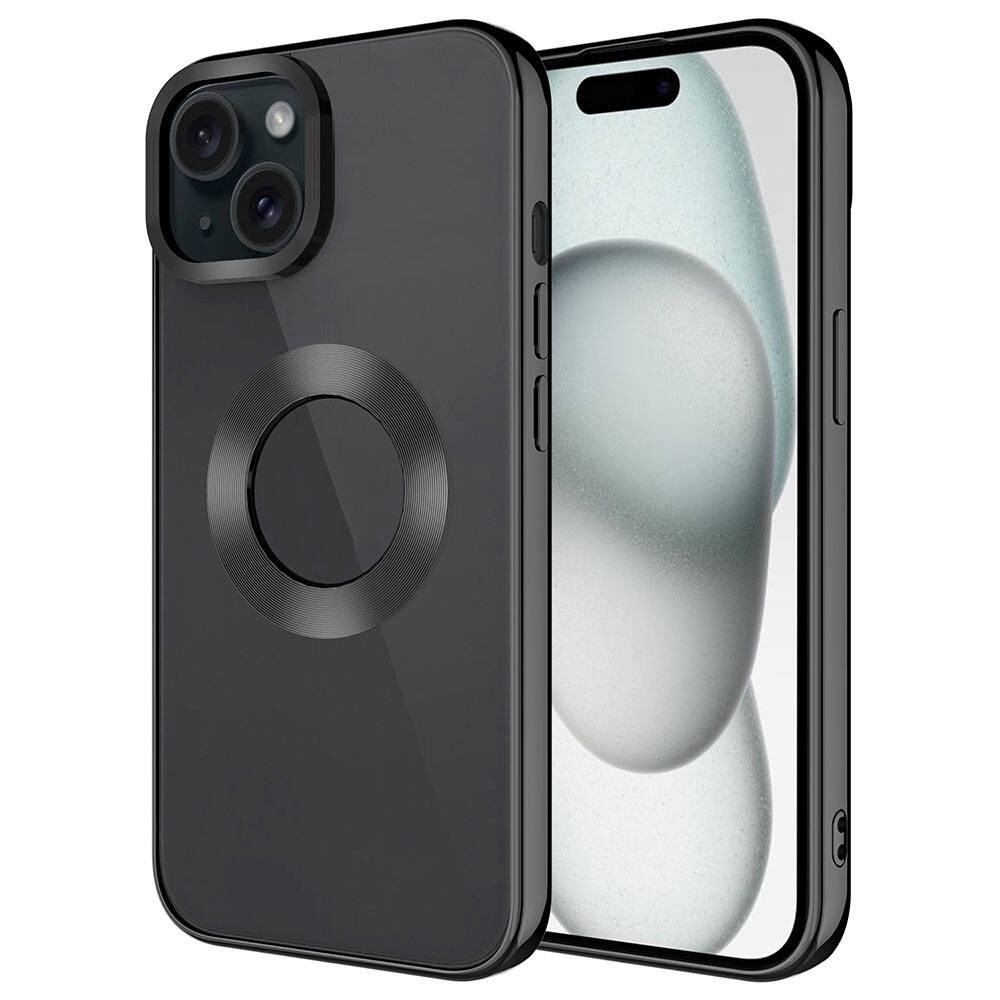 iPhone 15 Plus Kılıf Tek Kamera Çerçeveli Logo Gösteren Omega