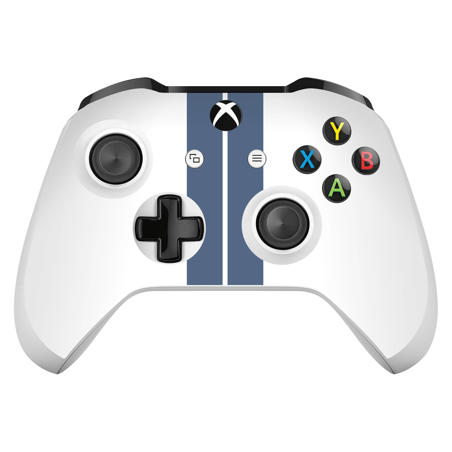Xbox One X / S Controller Kaplama Beyaz Çift Mavi Şerit