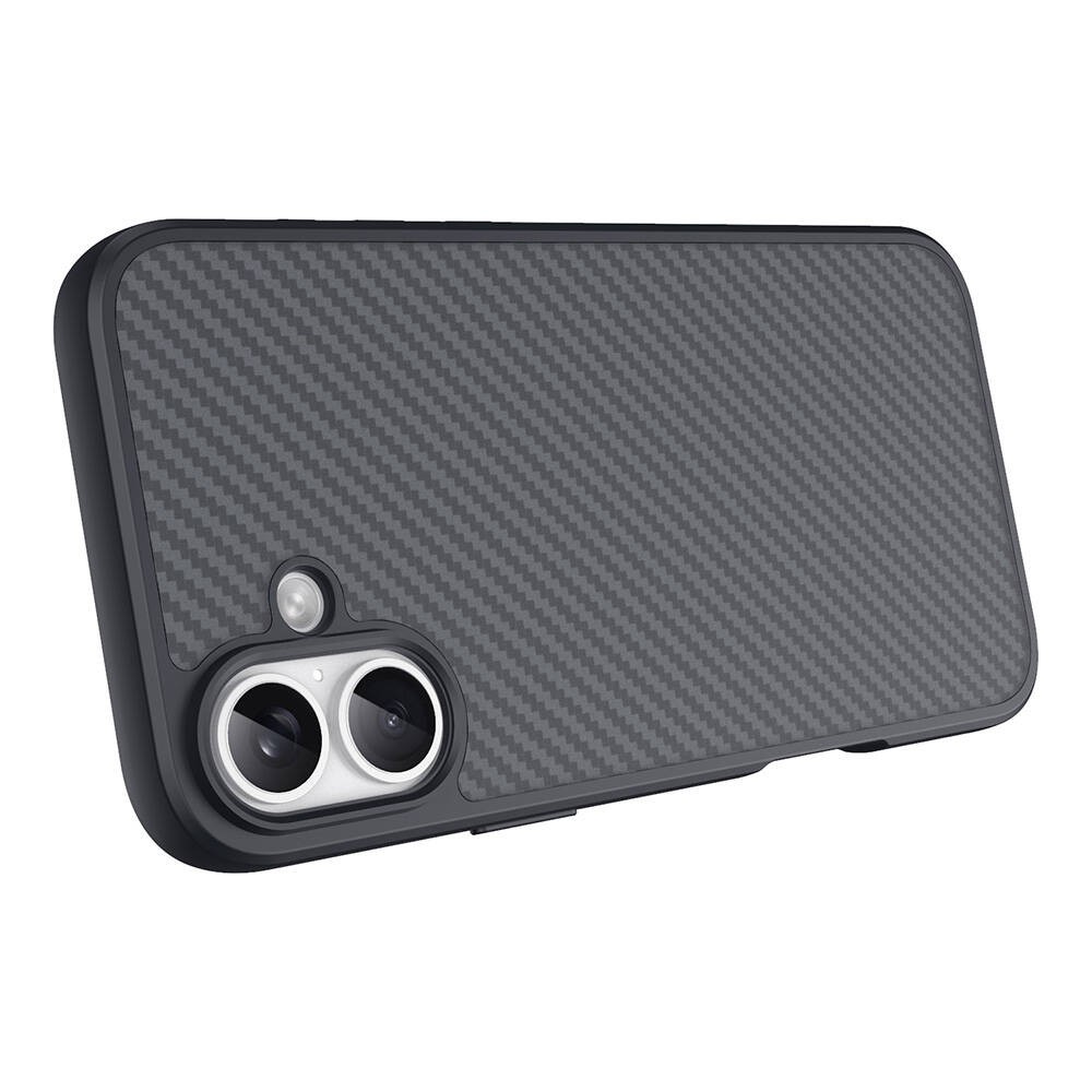 iPhone 16 Plus Kılıf M-safe Şarj Özellikli Karbon Fiber Tasarımlı Elnino