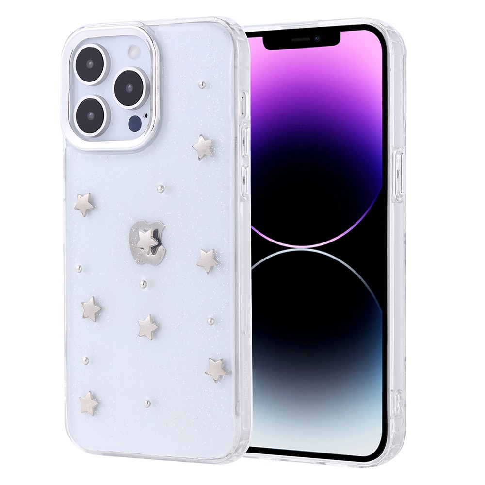 iPhone 14 Pro Max Kılıf Airbag Tasarımlı Simli Şeffaf Kutup
