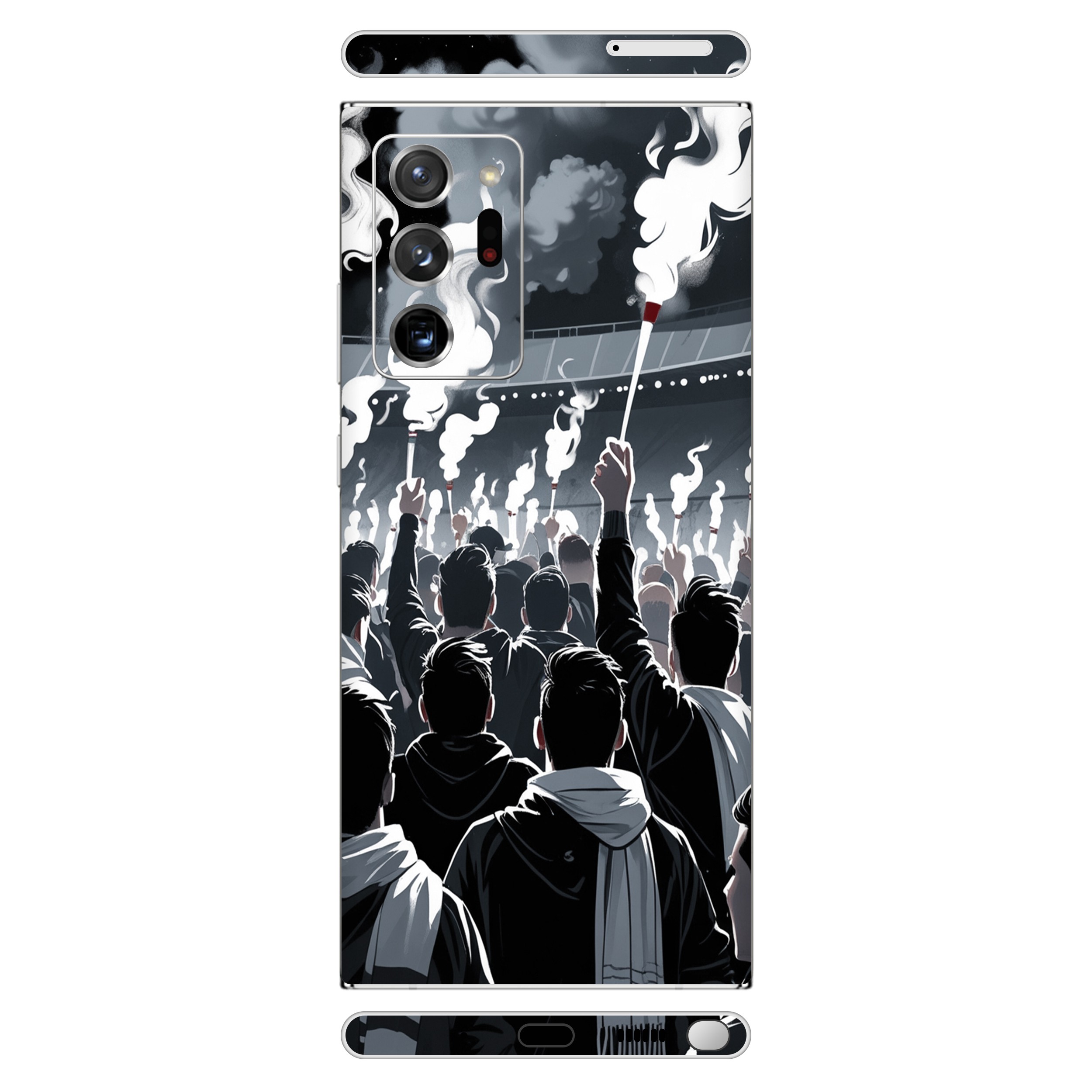 Samsung Note 20 Ultra Kaplama Siyah Beyaz Taraftar
