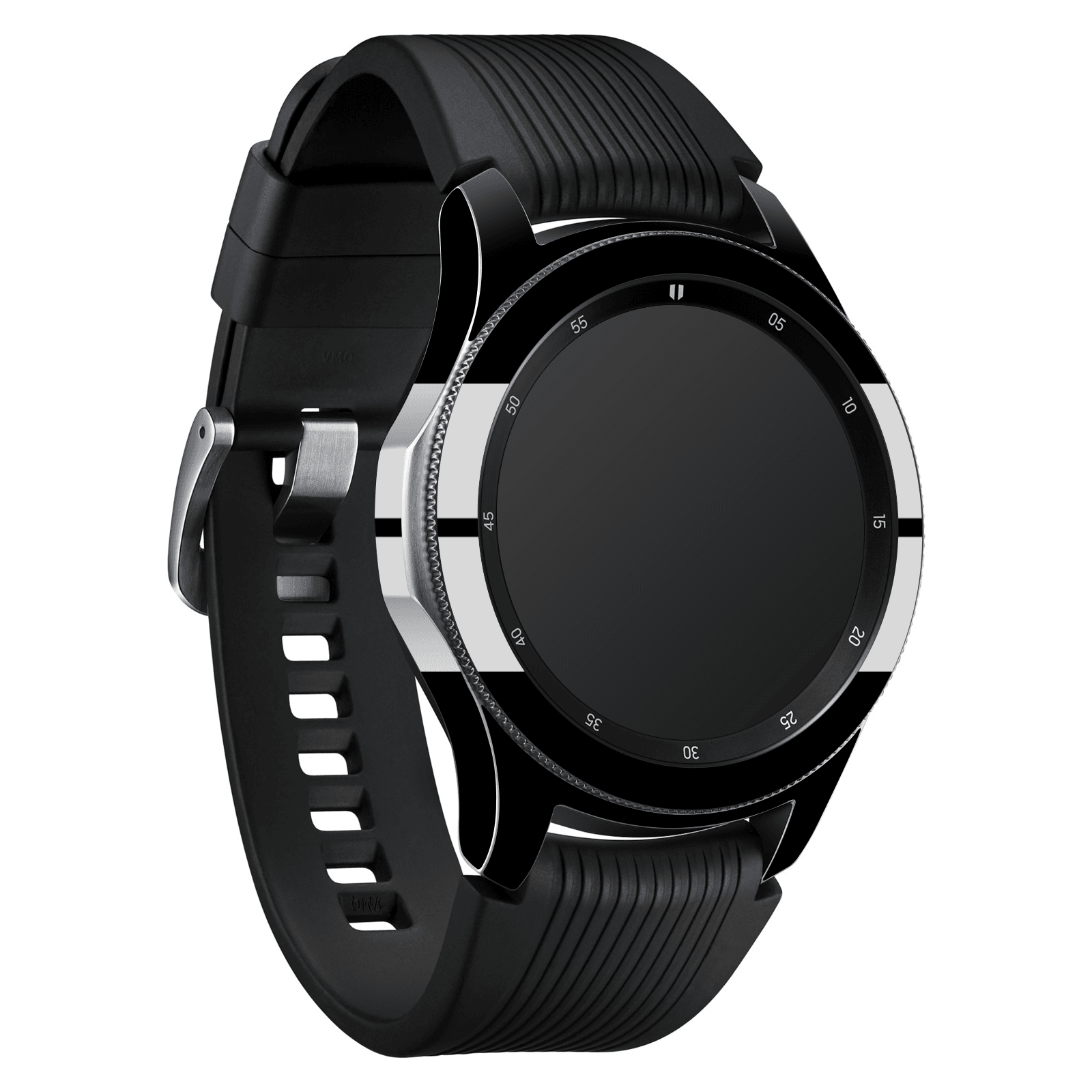 Samsung Watch (46mm) Kaplama Siyah Çift Beyaz Şerit