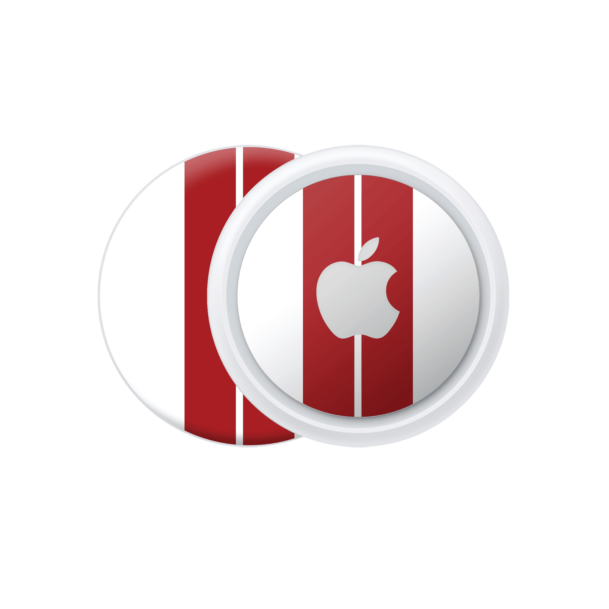 Apple Airtag Kaplama Beyaz Çift Kırmızı Şerit