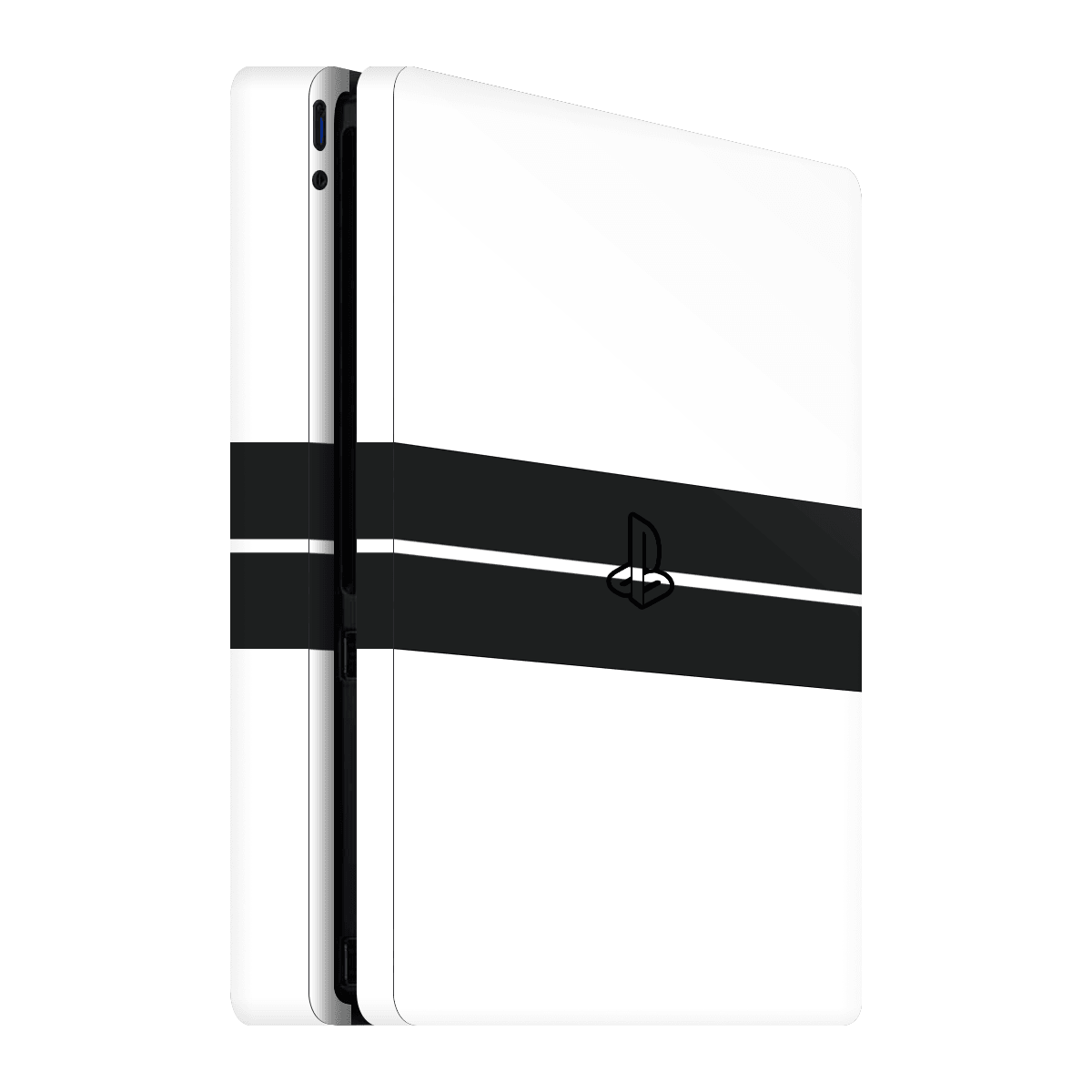 PlayStation 4 Slim Kaplama Beyaz Çift Siyah Şerit