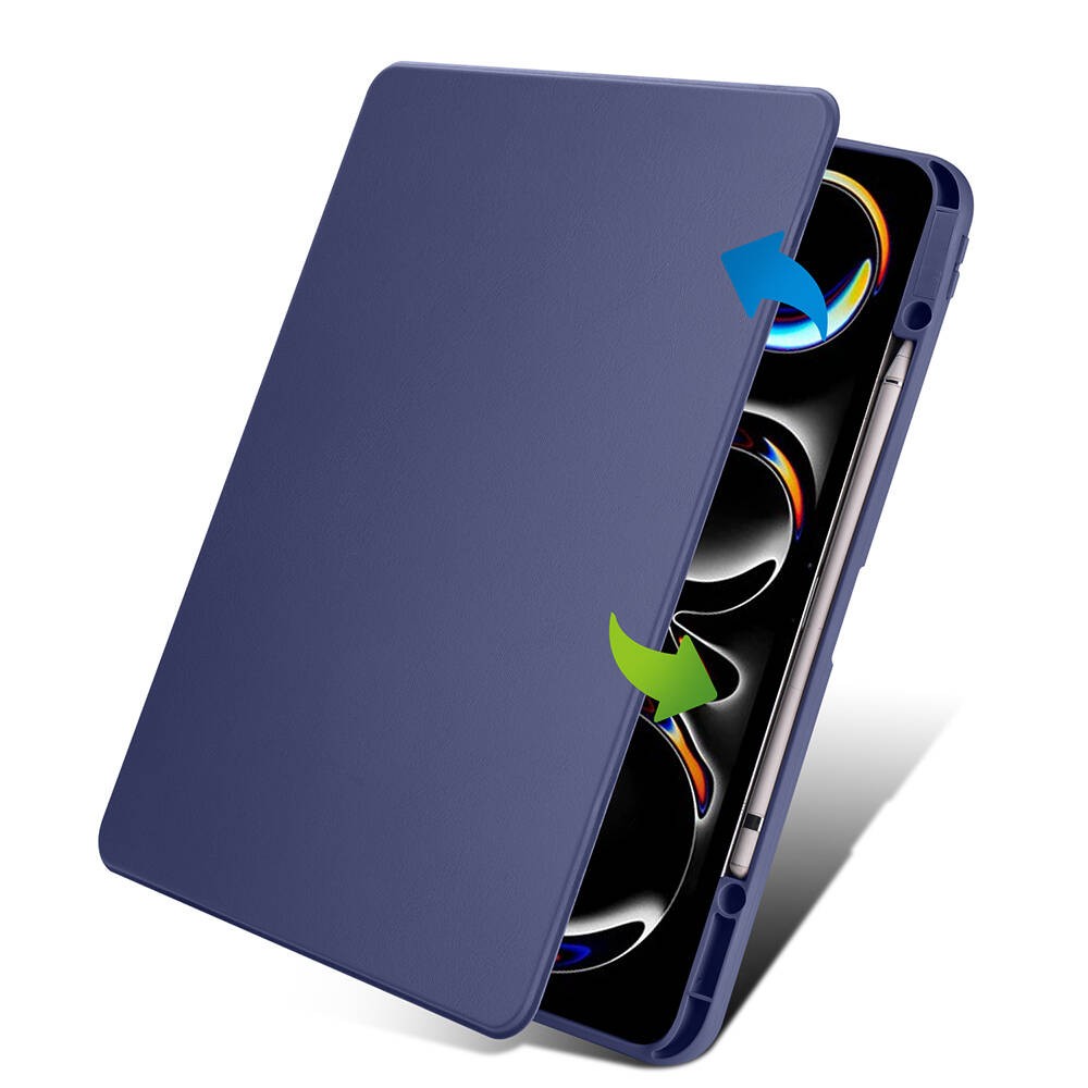 iPad Pro 13 2024 Kılıf Termik Kalem Bölmeli Dönebilen Standlı Kılıf