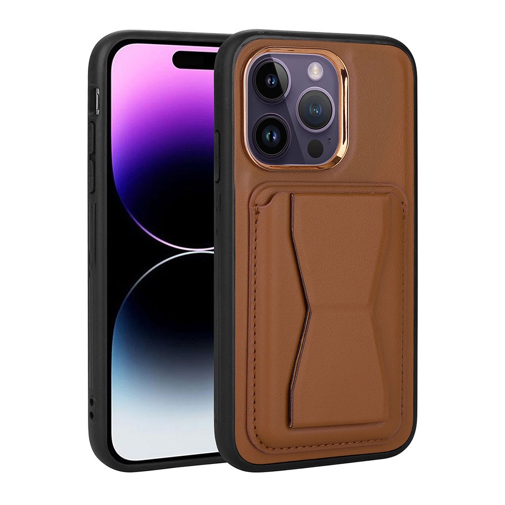 iPhone 14 Pro Kılıf Kartlıklı Standlı ​Pu Deri Memo