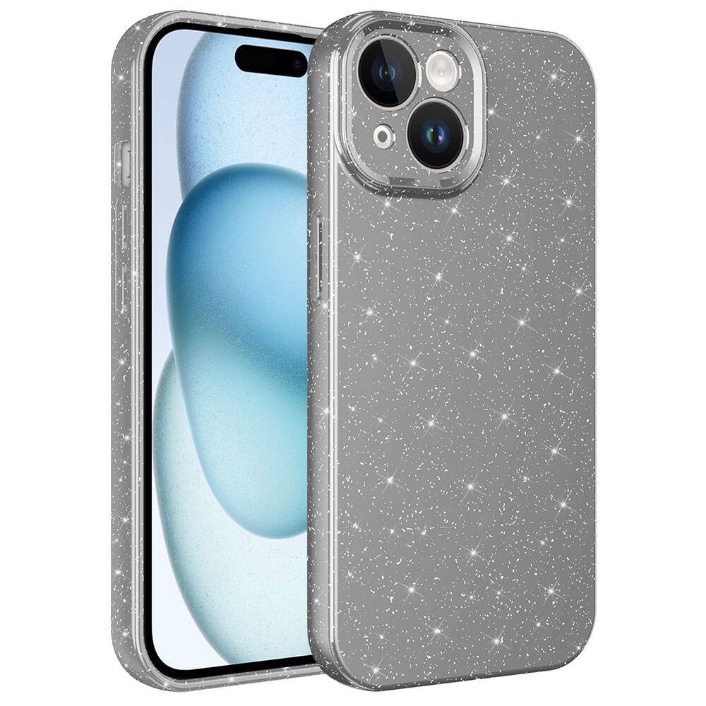 iPhone 15 Kılıf Kamera Korumalı Simli Lüks Koton