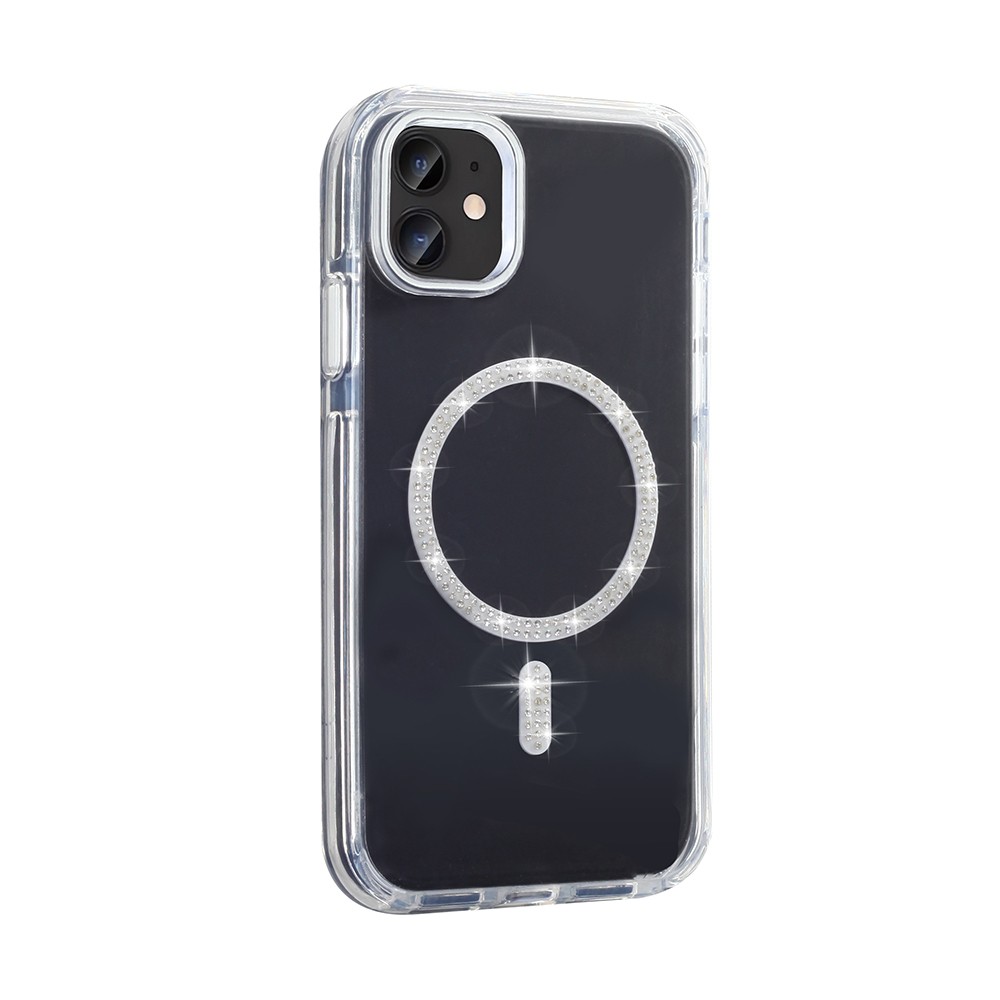 Apple iPhone 11 Kılıf Taşlı Tasarım M-safe Şarj Özellikli Zore Koment Silikon Kapak
