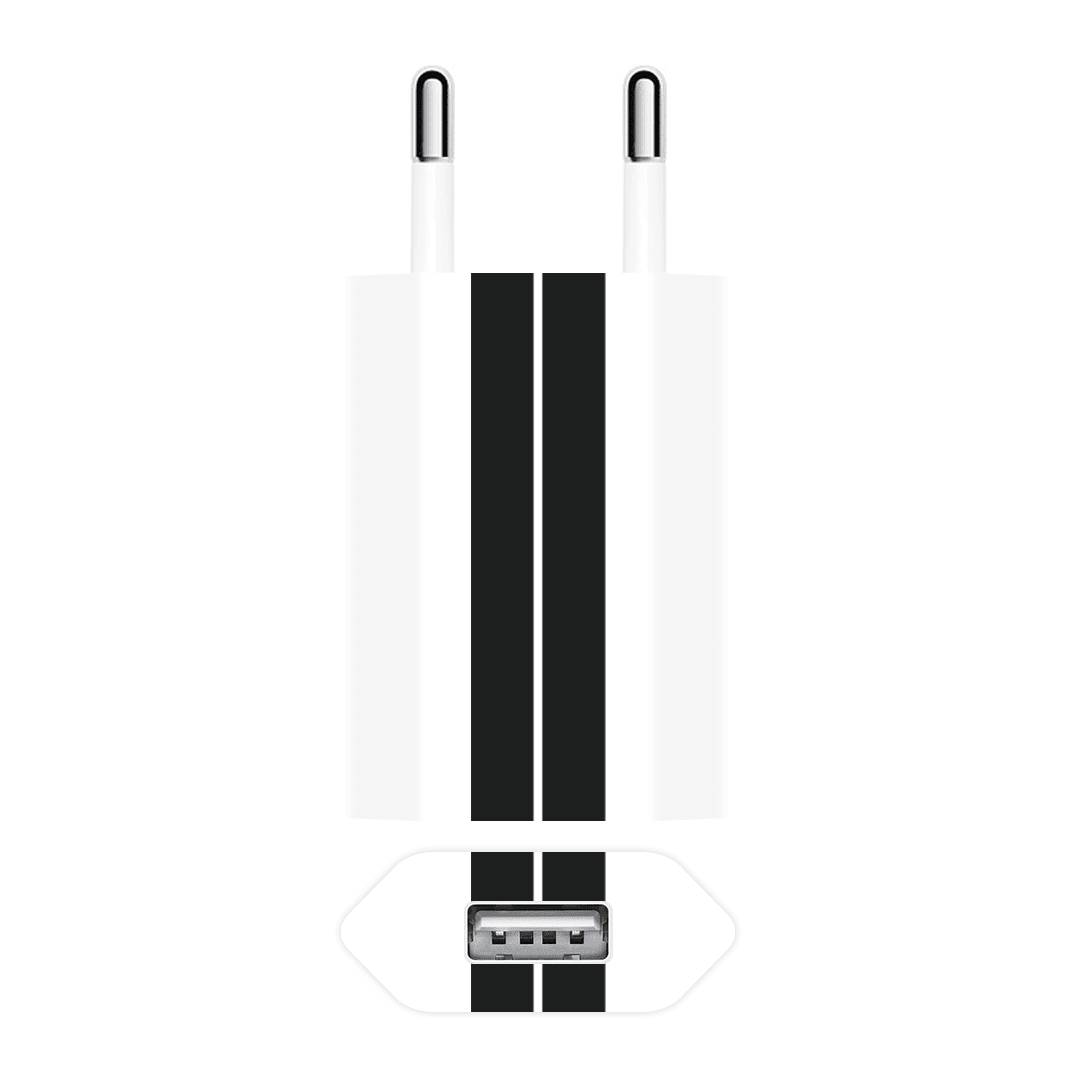 Apple 5w Şarj Aleti Kaplama Beyaz Çift Siyah Şerit