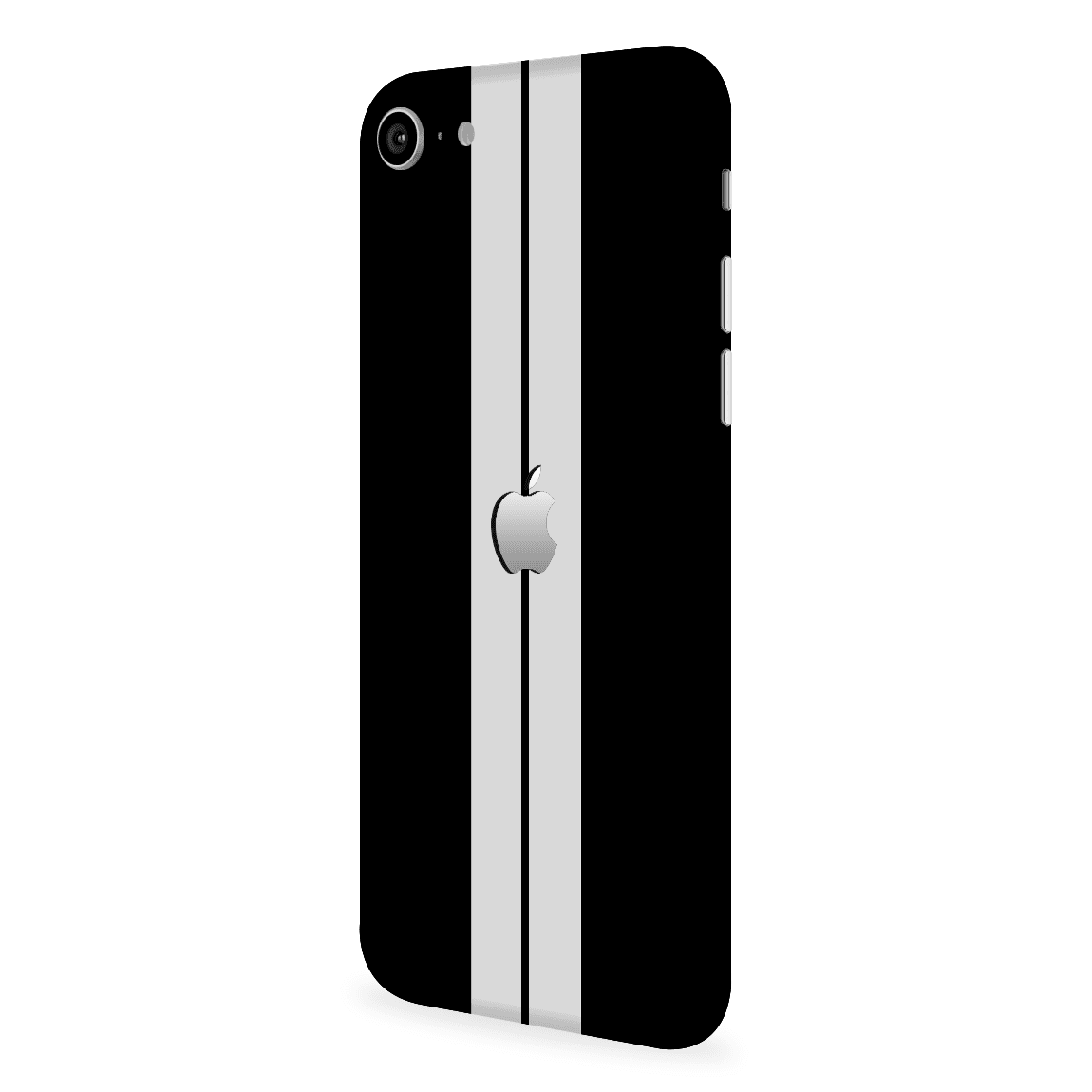 iPhone SE 2020 / 2022 Kaplama Siyah Çift Beyaz Şerit