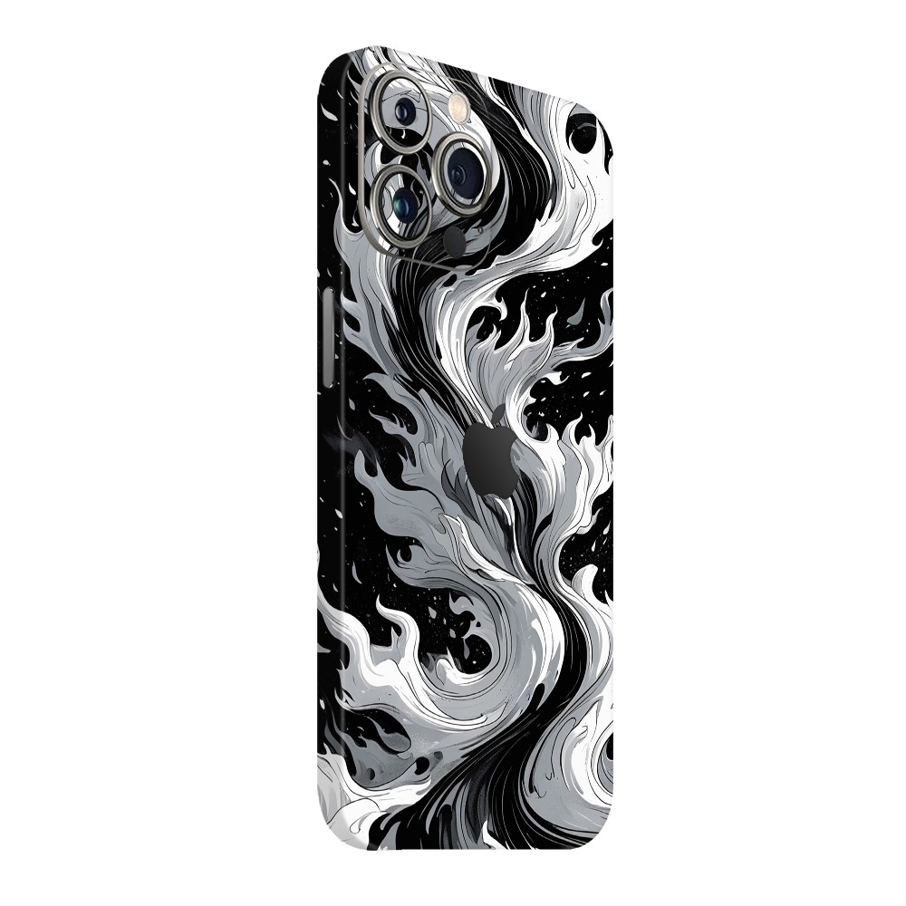 iPhone 16e Kaplama Siyah Beyaz Ateş