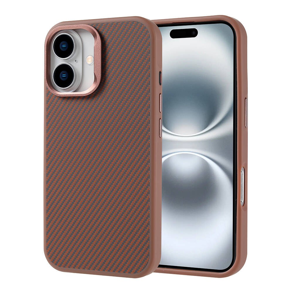 iPhone 16 Kılıf M-safe Şarj Özellikli Karbon Fiber Görünümlü Troy