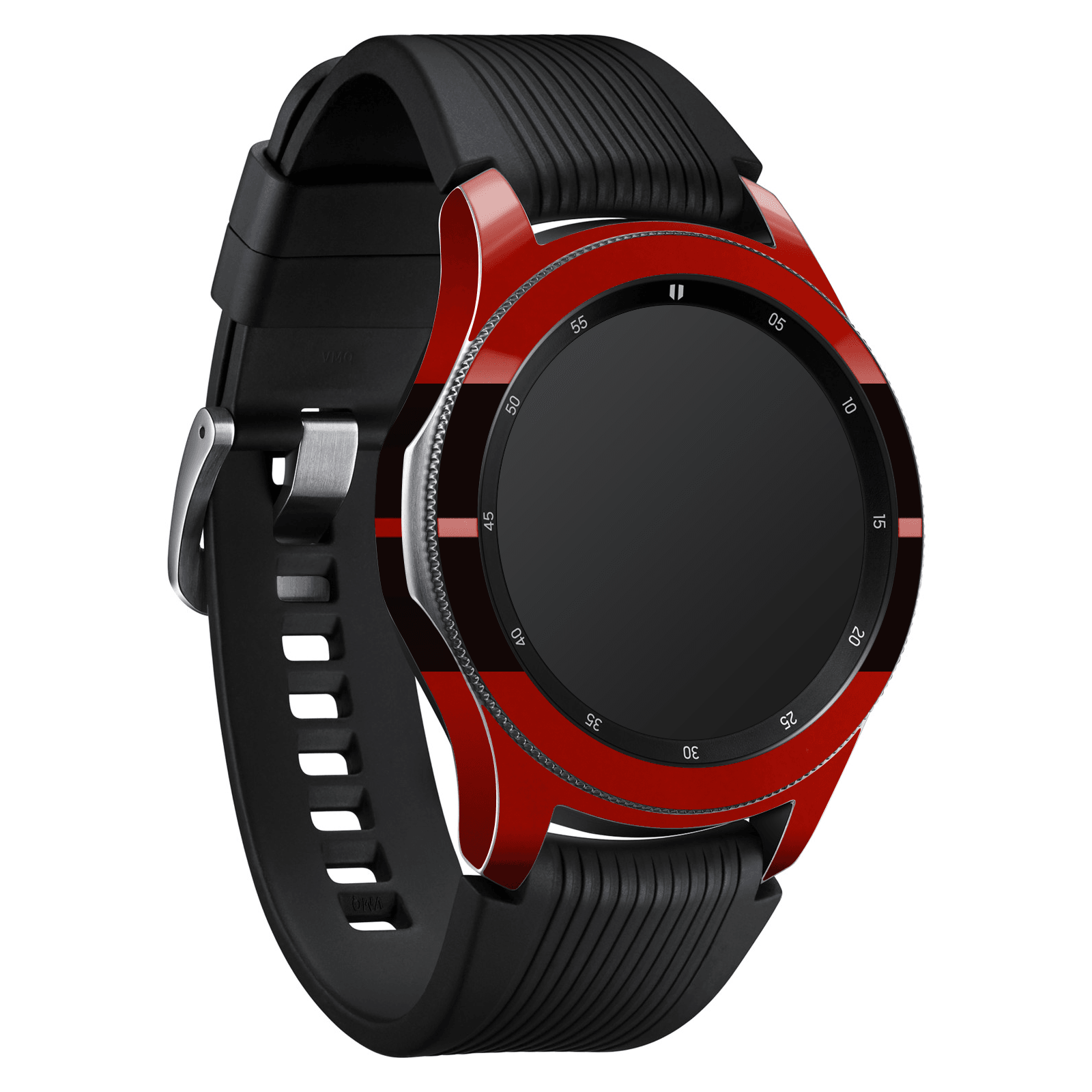Samsung Watch (46mm) Kaplama Ateş Kırmızısı Çift Siyah Şerit